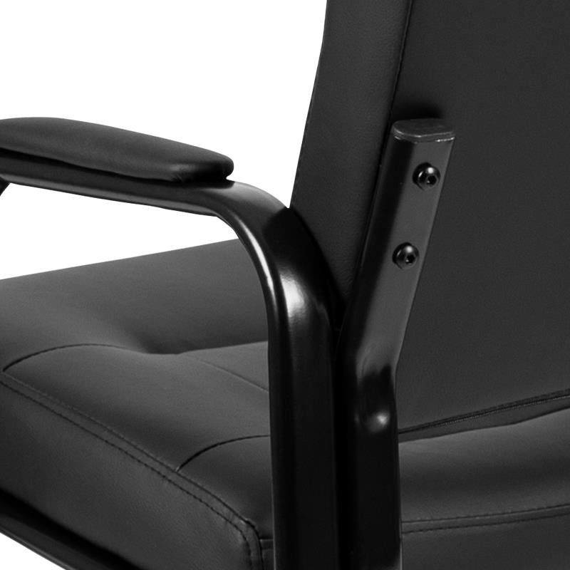 BIFMA Certified Black Leather Executive Reception Chair with Metal Frame - Premium Office Furniture for Reception Areas, Waiting Rooms & Conference Rooms