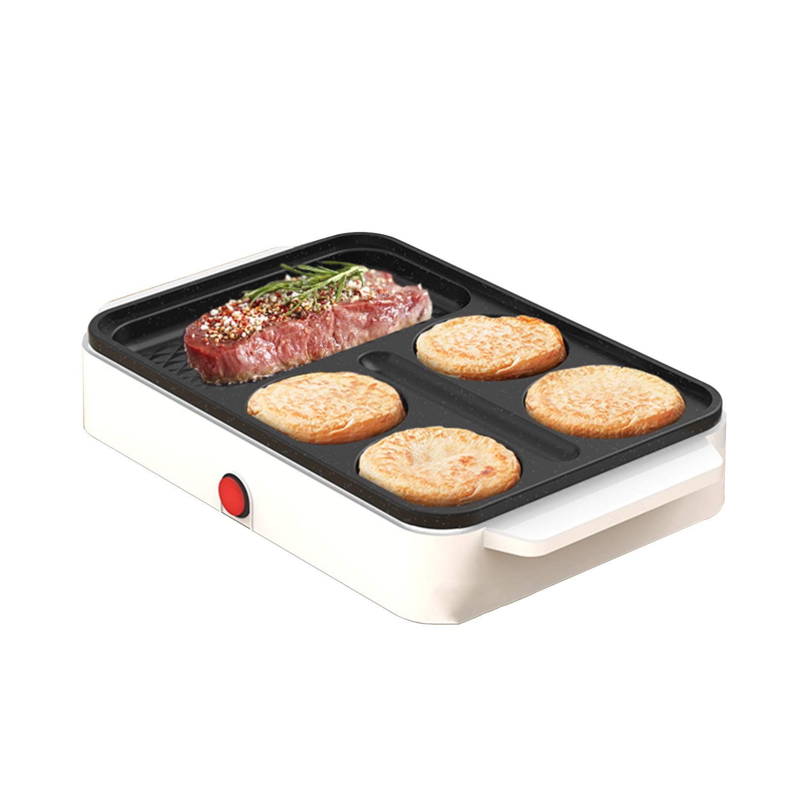 YUMEIGE Electric Sandwich Maker & Waffle Iron - 2-in-1 Breakfast Pan with Adjustable Temperature Control, Non-Stick Plates & Cool-Touch Handle for Toasted Sandwiches, Waffles, Paninis (Ideal for Home, Office, Dorm - White)