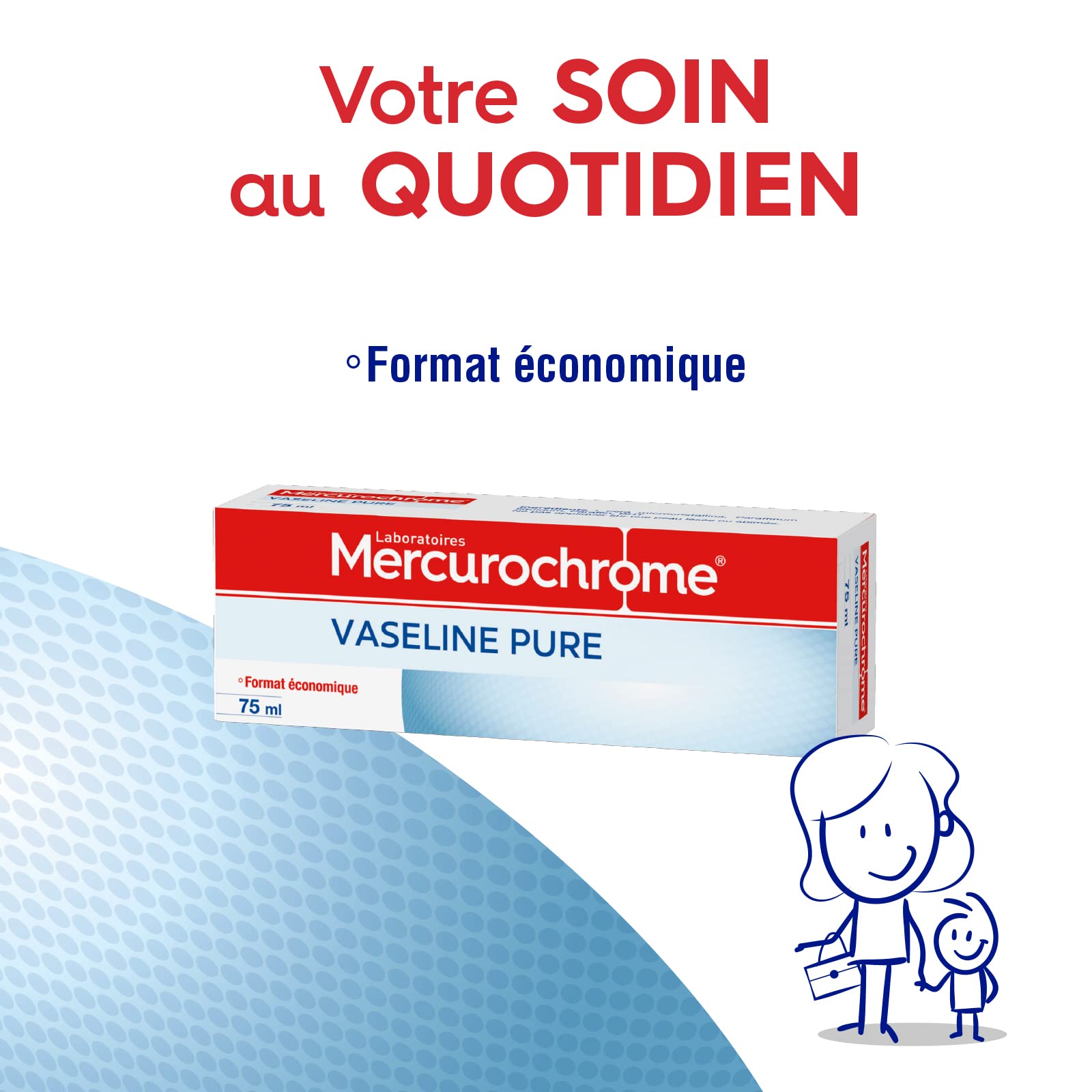 Mercurochrome Vaseline Pure Petroleum Jelly Tube - 75mL - Multi-Purpose Lubricant & Moisturizer - Travel Size - Made in France - for Smooth Skin, Minor Cuts & Household Uses