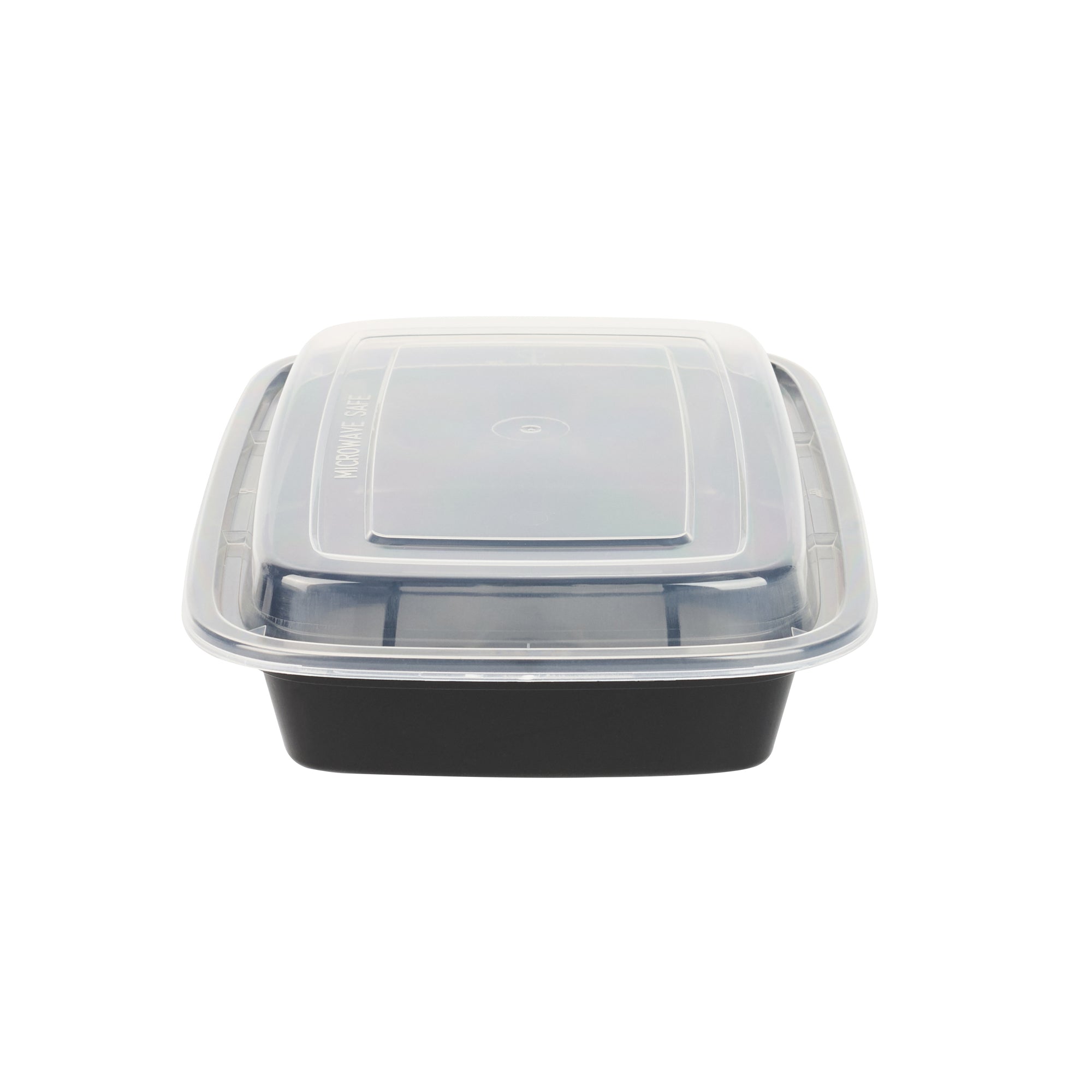 28 oz Black Plastic To Go Containers with Clear Lids - 50 Pack, Microwave Safe Food Storage Boxes (8.75