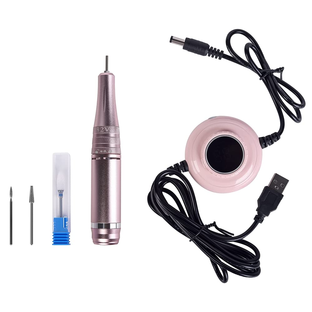 KADS 35000RPM Professional Electric Nail Drill Kit - USB Rechargeable Portable Manicure Machine with LCD Screen, Ceramic Nail Drill Bits & Nail Gel Polisher Pen for Home & Salon Nail Care