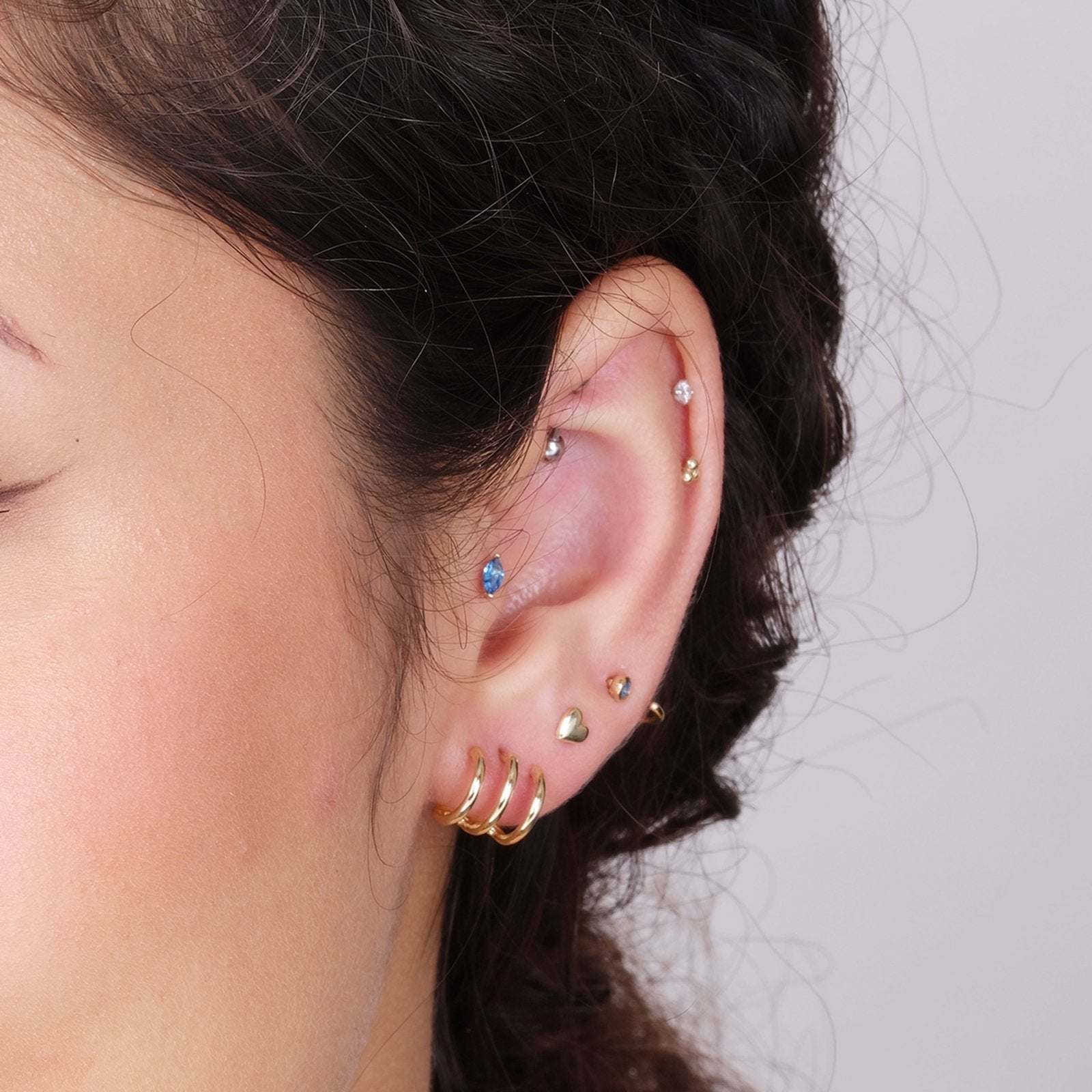 14K Yellow Gold Marquise London Blue Topaz Stud Earrings | Dainty & Elegant Flat Back Design for Everyday Wear & Special Occasions