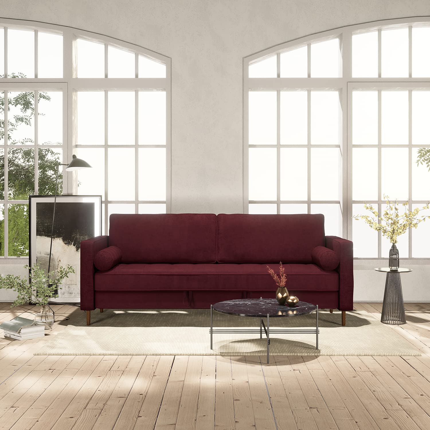 Nouhaus 7ft Luxury Convertible Sofa Bed - Sleeper Futon with No-Roll Latex, Pull Out Couch for Small Spaces, Apartments & RVs | Perfect for Guest Rooms, Studio Living & Mobile Homes