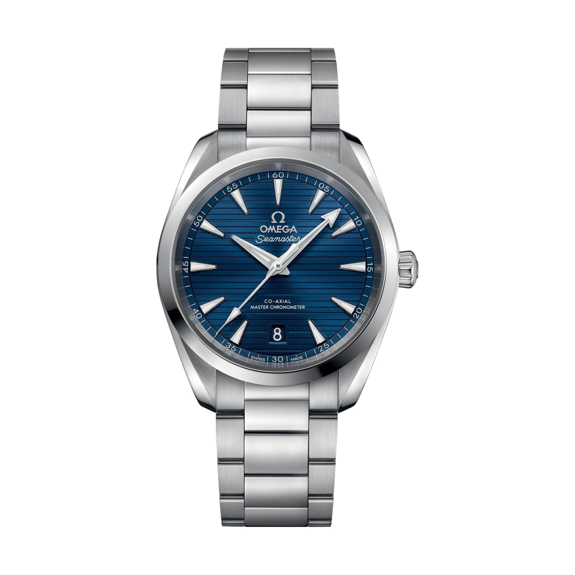 Omega Seamaster Aqua Terra 150M Co-Axial Master Chronometer 38mm Blue Dial Men's Watch - Luxury Stainless Steel Bracelet for Diving, Business & Formal Occasions