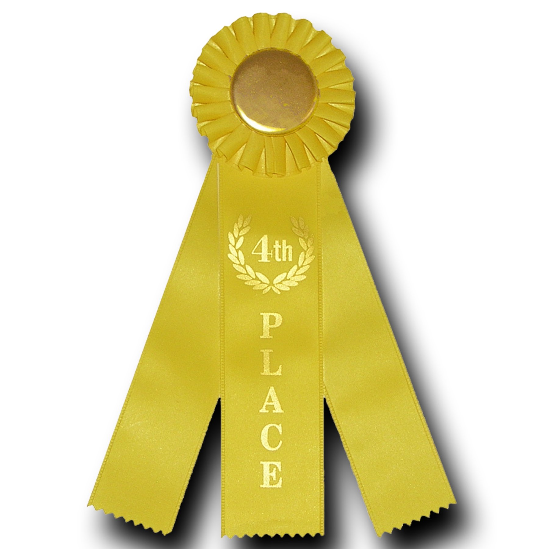 4th Place Rosette Award Ribbon with 3 Yellow Streamers - Perfect for Sports Competitions, Academic Awards & Ceremonial Events