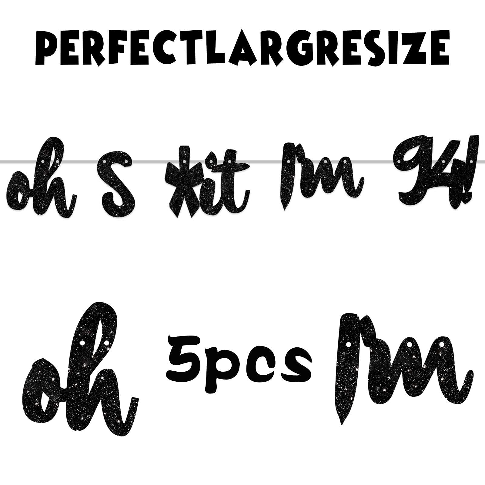 Happy 94th Birthday Banner - Glitter Black 'Oh I'm 94!' Backdrop for 94th Birthday Party Decorations - Photo Studio Props, Flags & Party Supplies for Men & Women - Perfect for Birthday Celebrations, Photo Booths & Milestone Decor
