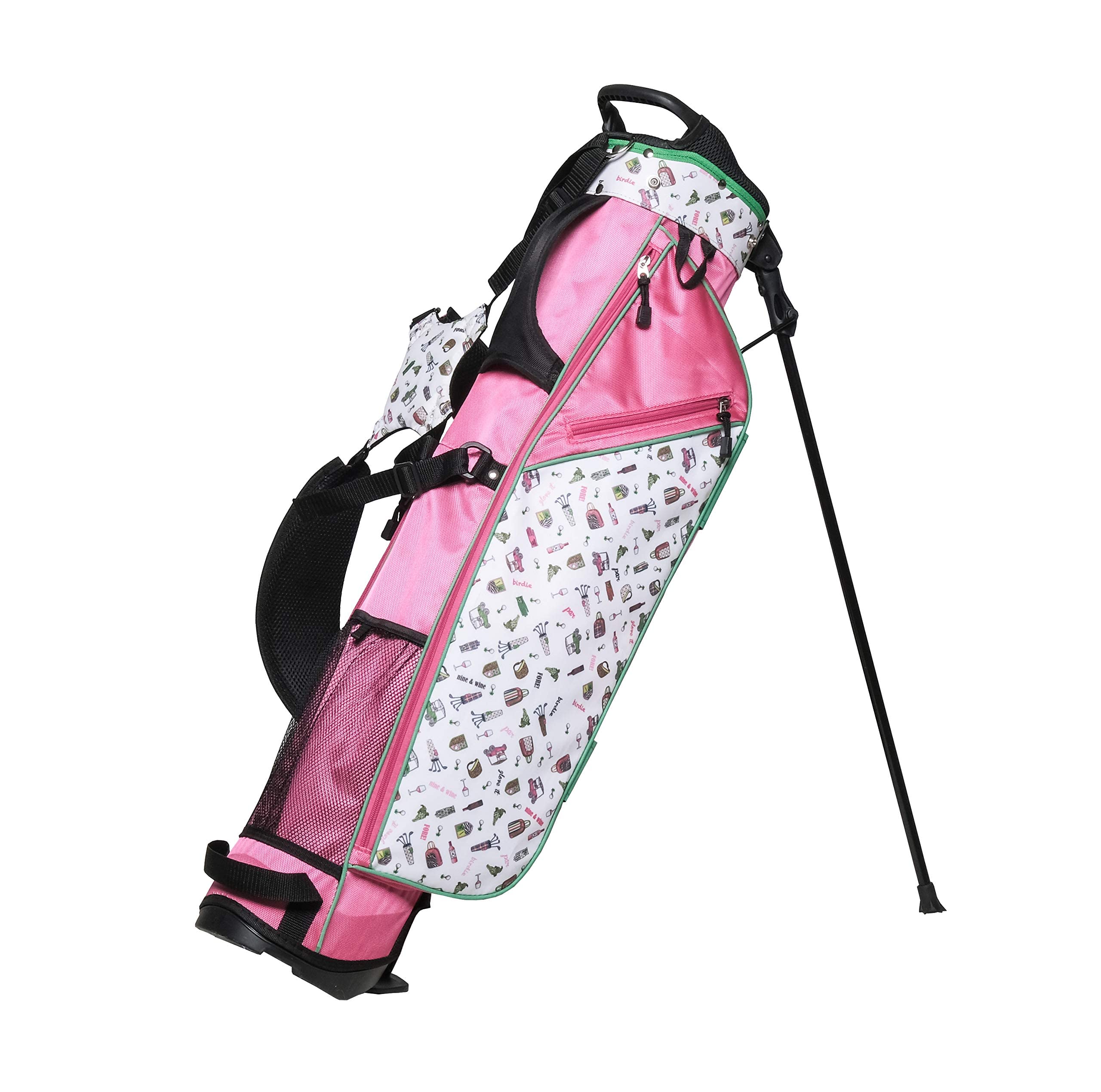 Super Lightweight Sunday Golf Bag for Women with Stand - 4-Way Divider & 3 Easy-Access Pockets | Convenient & Accessible Golf Carry Bag (Nine & Wine) | Perfect for Weekend Golfing, Practice Sessions & Wine Outings