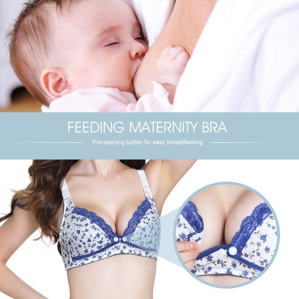 Comfortable Cotton Nursing Bra for Breastfeeding Moms - Soft Maternity Sleep Bra with Lace Trim & Easy Open Front Clasp - Perfect for Pregnancy, Postpartum & Nighttime Nursing