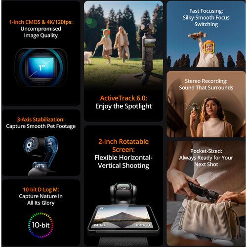 DJI Osmo Pocket 3 Creator Combo - 4K Vlogging Camera with 1
