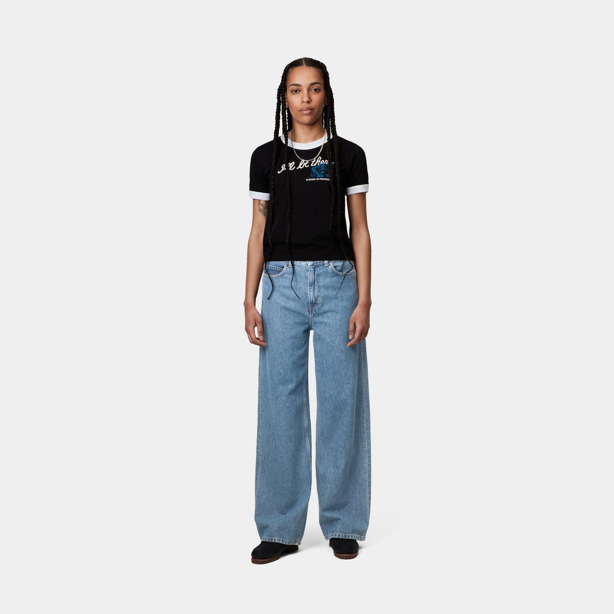 Jane Women's High Waisted Blue Distressed Denim Jeans | Heavy Stone Wash | Comfortable & Stylish for Casual Wear, Work or Night Out