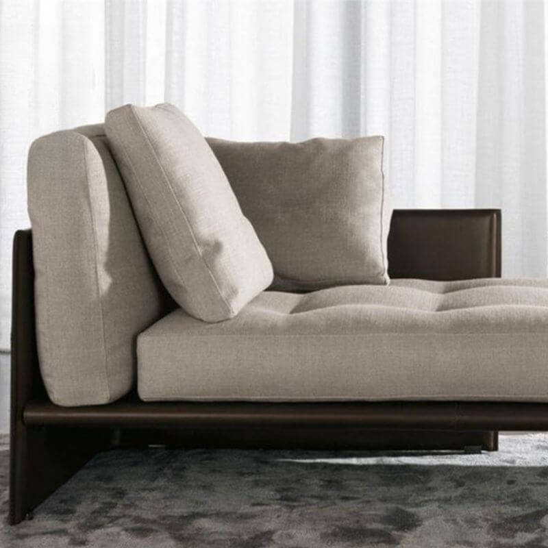 Modern Master Bedroom Chaise Lounge with Birch Wood Frame & Grey Upholstery - Corner Nook Seating Unit for Relaxing, Reading & Lounging