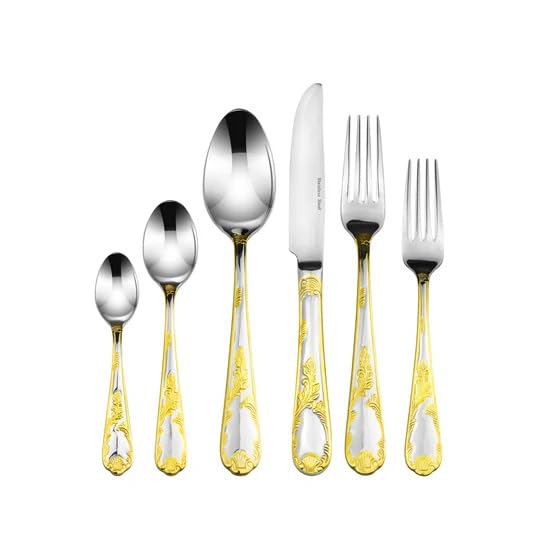 75-Piece Luxury Flatware Set for 12 - 24K Gold Plated Premium Dining Cutlery with Storage Case - 18/10 Surgical Stainless Steel Silverware Set - Elegant Hostess Serving Set for Dinner Parties, Weddings & Special Occasions