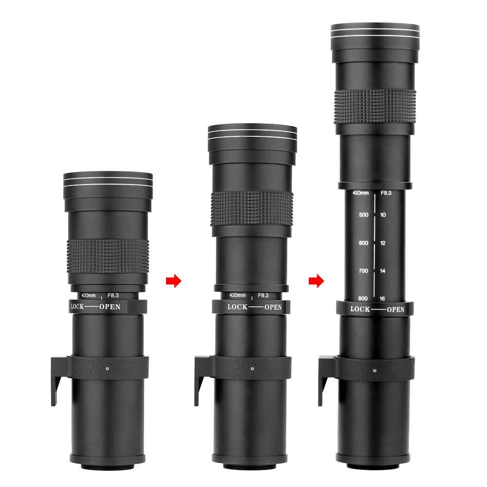 420-800mm f/8 Manual Telephoto Zoom Lens for Canon EOS EF-S DSLR Cameras - Extends to 1600mm with 2X Teleconverter + Essential Photo Accessories Kit - Perfect for Wildlife, Sports and Long-Distance Photography