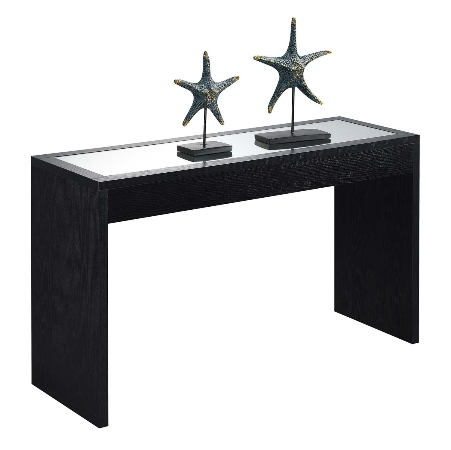 Convenience Concepts Northfield Black Mirrored Console Table - Elegant Entryway & Hallway Decor for Modern Homes