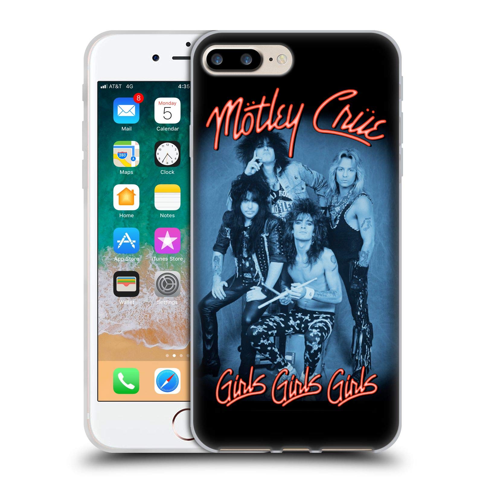 Officially Licensed Motley Crue Girls Neon Key Art Soft Gel Phone Case for Apple iPhone 7 Plus/8 Plus - Durable Protection & Stylish Design for Concerts, Parties & Everyday Use