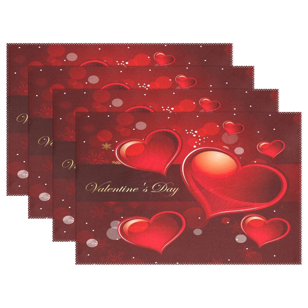 Valentine's Day Placemats Set of 1 - Heat Resistant Washable Table Mats for Dining & Kitchen Decor - Romantic Dinner Table Setting for Couples Date Night