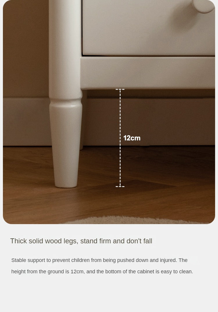 Solid Wood Poplar Kids Nightstand - American White Bedside Table for Children's Room, Nursery, or Playroom - Durable & Stylish Furniture for Bedtime Storage