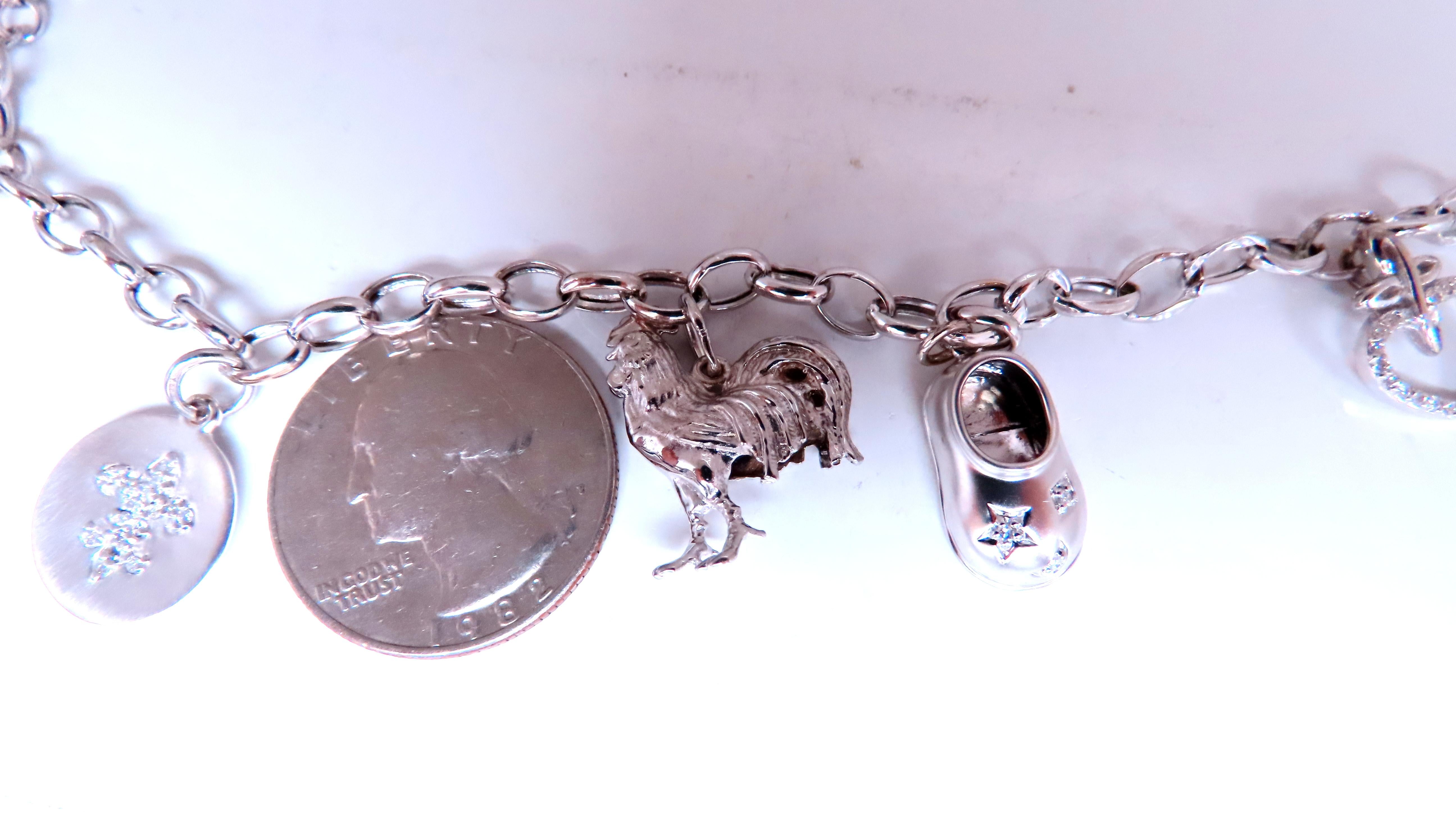 14kt Gold Rooster Charm Bracelet with Assorted Diamonds - Elegant Jewelry for Women, Perfect for Gifts, Parties & Special Occasions