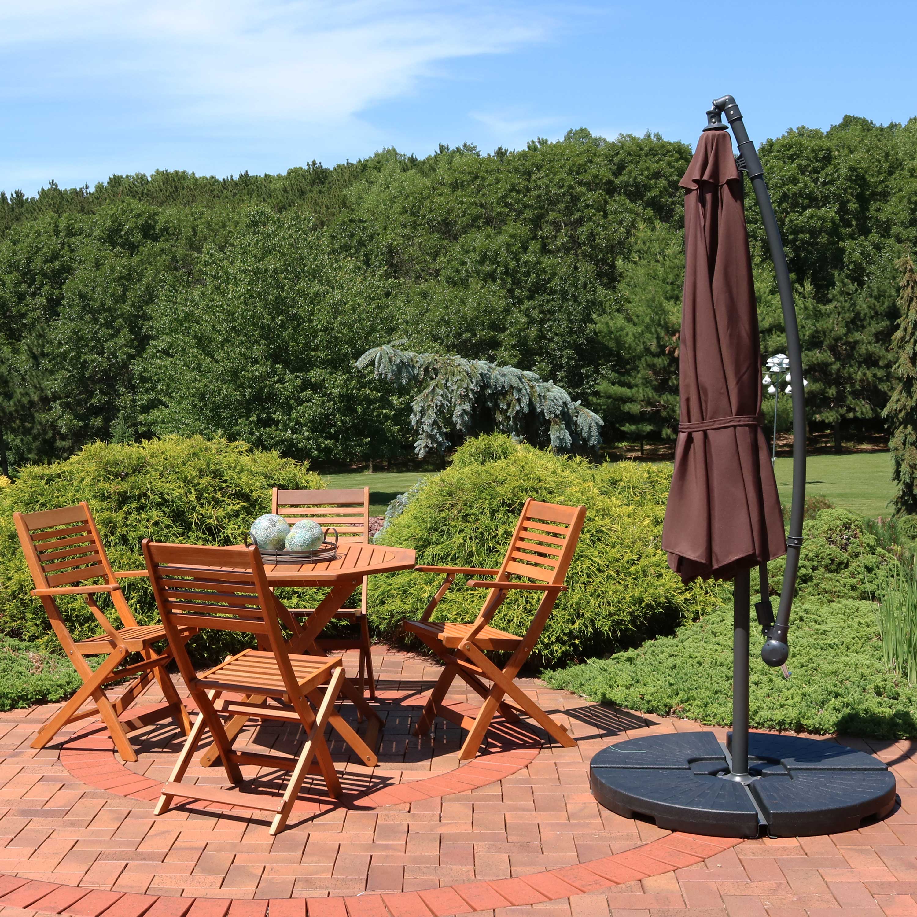 10' Offset Patio Umbrella with Cantilever & Cross Base - Heavy Duty Outdoor Sun Shade for Pool, Deck, Garden, and Backyard - Sunnydaze