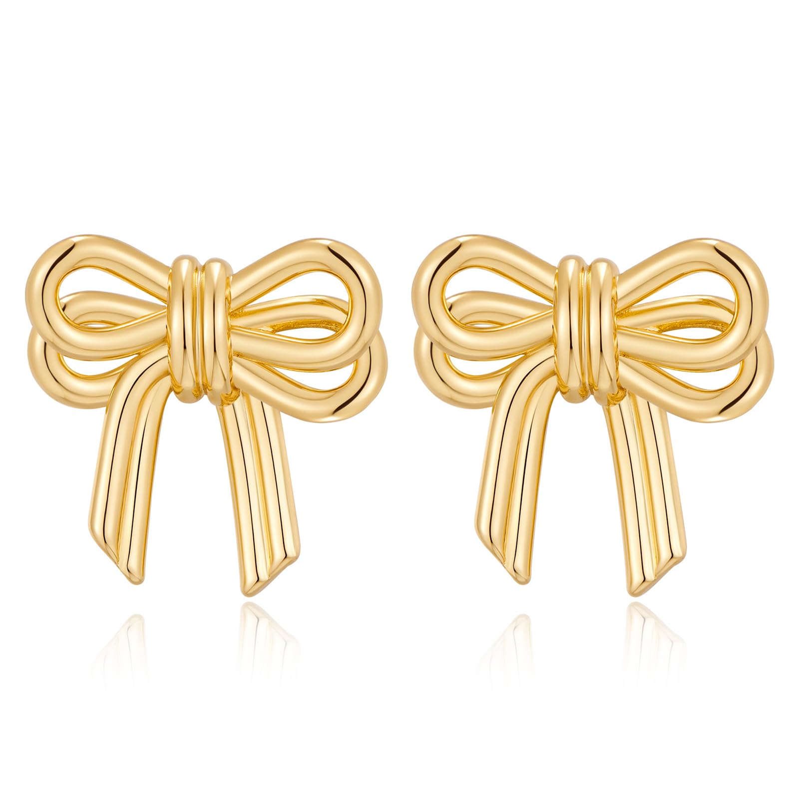 MUYAN Gold Bow Butterfly Stud Earrings for Women - Elegant Fashion Jewelry Gift for Birthday, Party, Wedding & Daily Wear