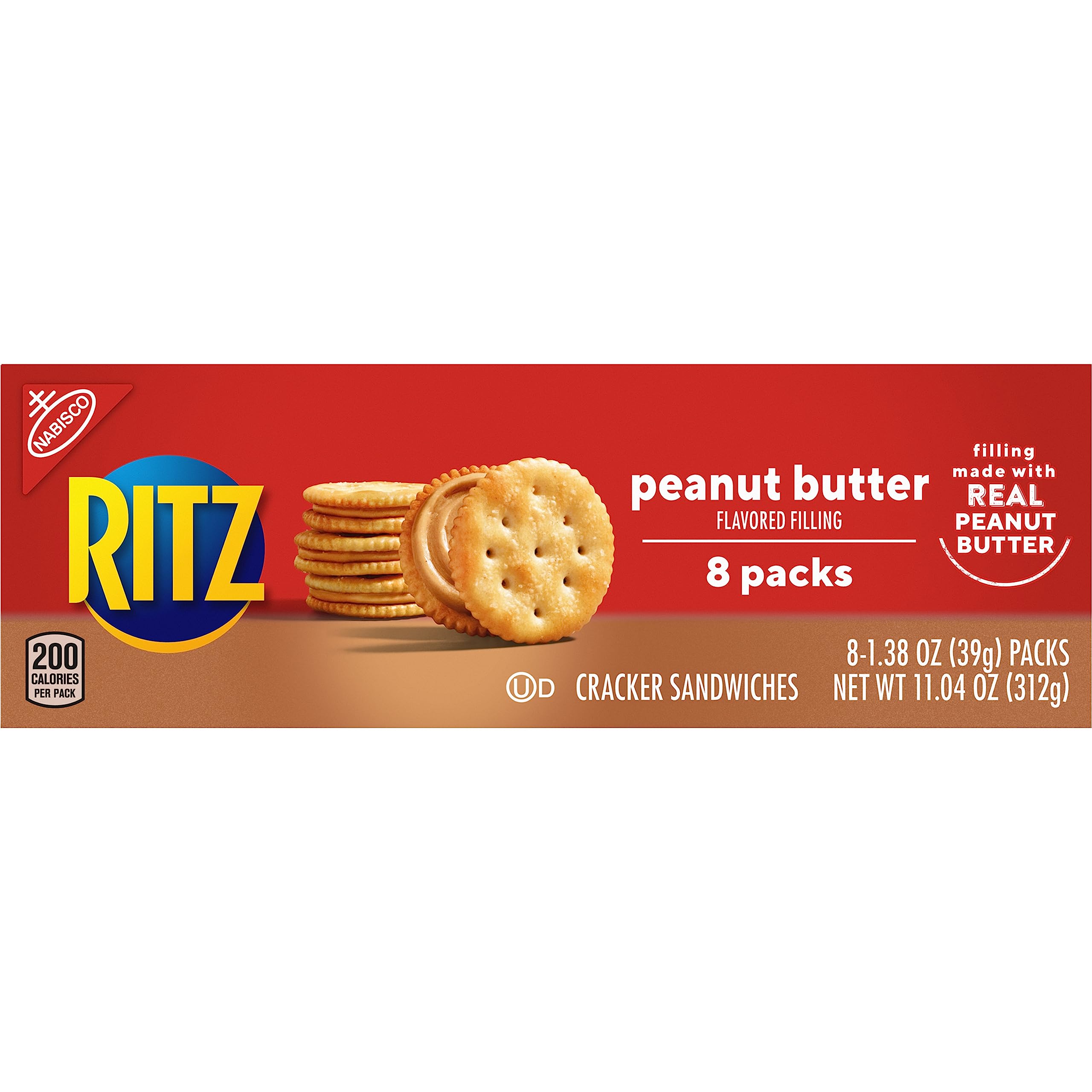 RITZ Peanut Butter Sandwich Crackers - 112 Snack Packs (14 Boxes, 6 Crackers Each) - Perfect for Lunch Boxes, Office Snacks & On-the-Go Treats