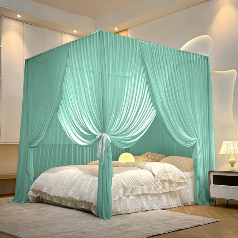 Luxury Silky Semi-Sheer Canopy Bed Curtain - Elegant Sheer Fabric for Romantic Bedroom Decor, Wedding, Nursery & Boho Chic Home Decor
