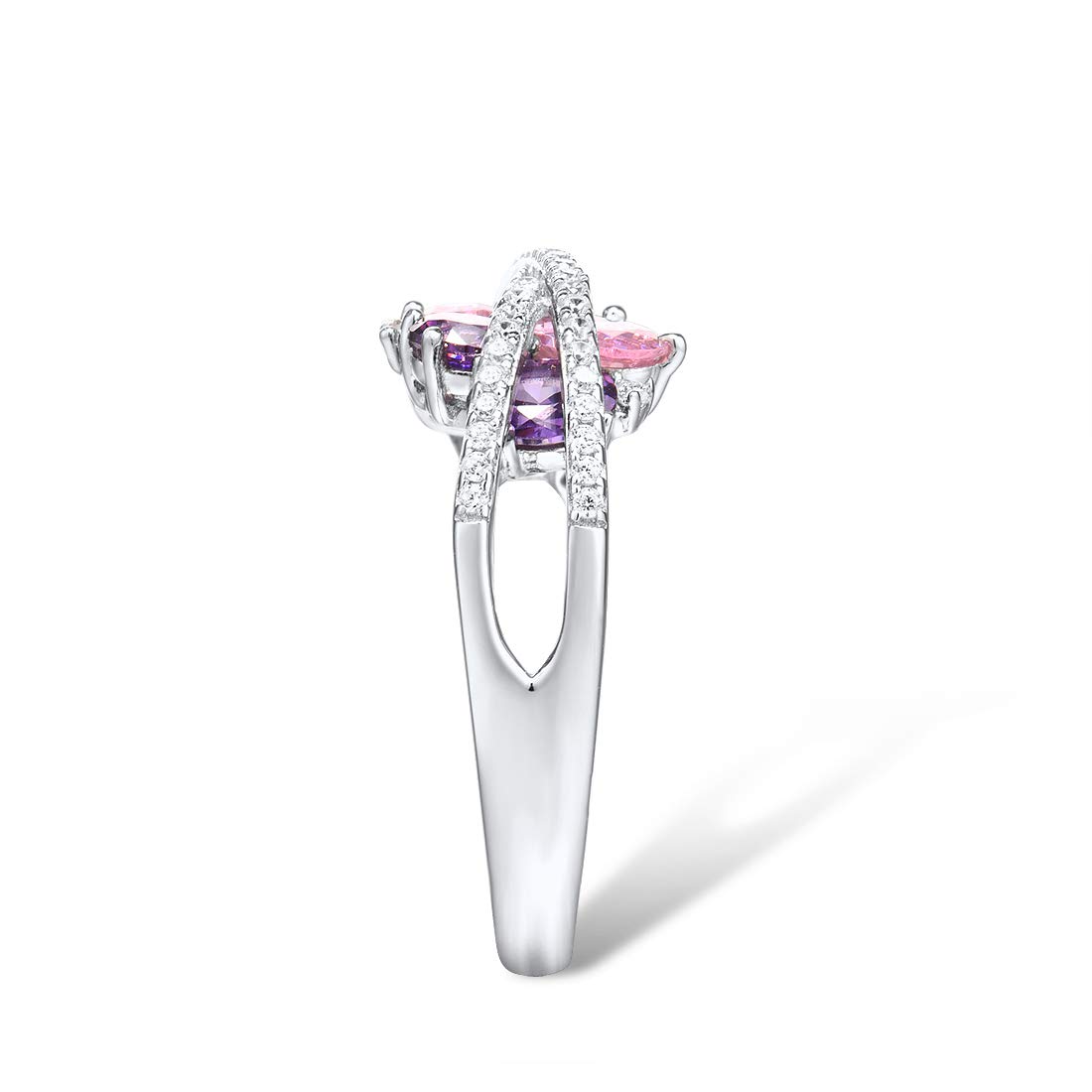925 Sterling Silver Twist Ring with White Cubic Zirconia - Elegant Stackable Jewelry for Women, Perfect for Weddings, Parties & Everyday Wear