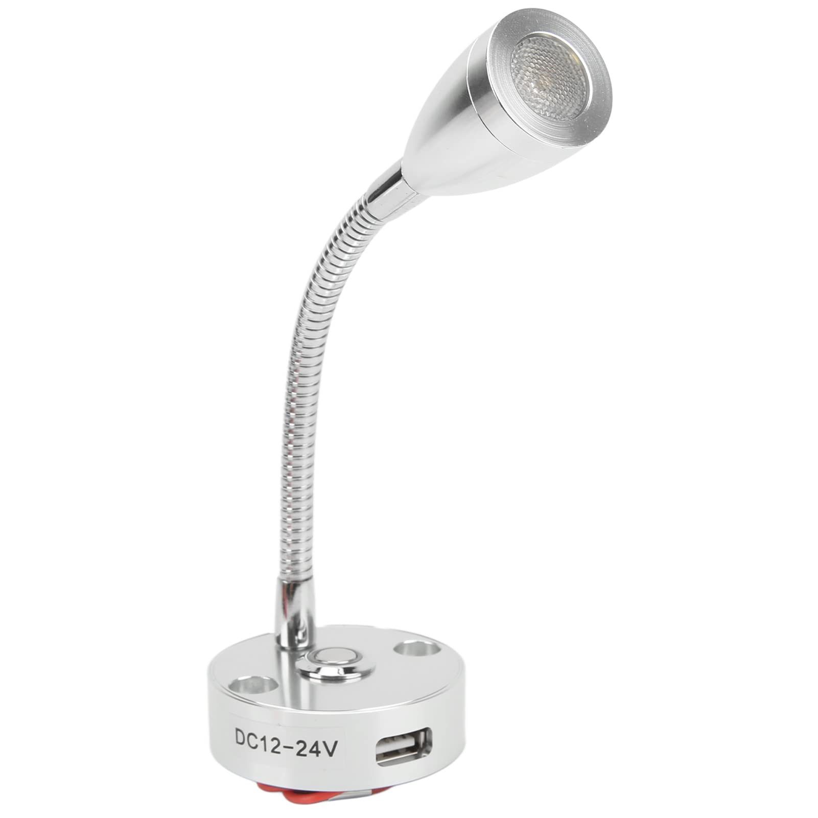 Qqmora LED Bedside Reading Lamp - High Brightness USB Rechargeable Night Light for RV, Camper, Yachts & Home Use (Silver) | Perfect for Night Reading, Travel & Small Spaces