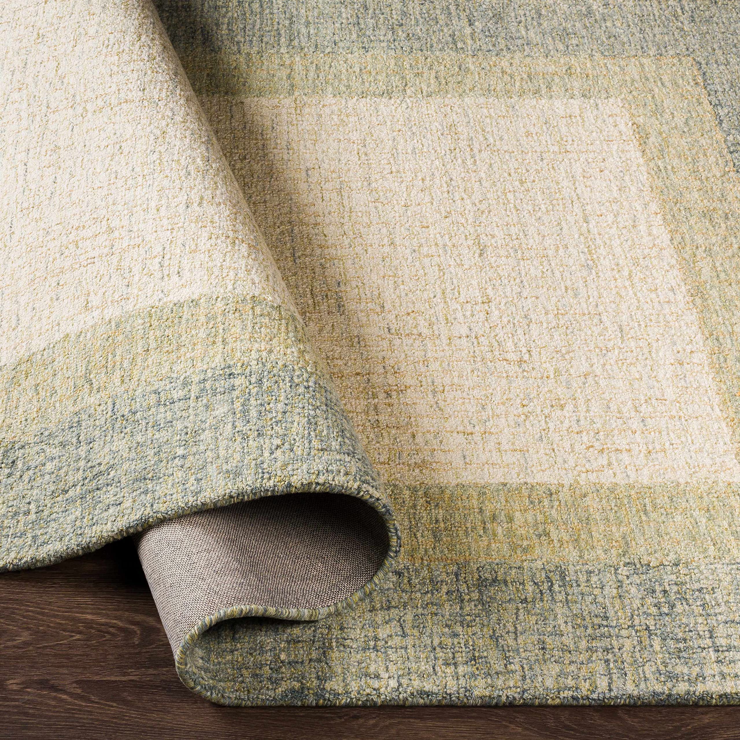 Hauteloom Pualas Wool Area Rug - Modern Beige & Green 2' x 3' - Soft Living Room & Bedroom Rug for Cozy Home Decor