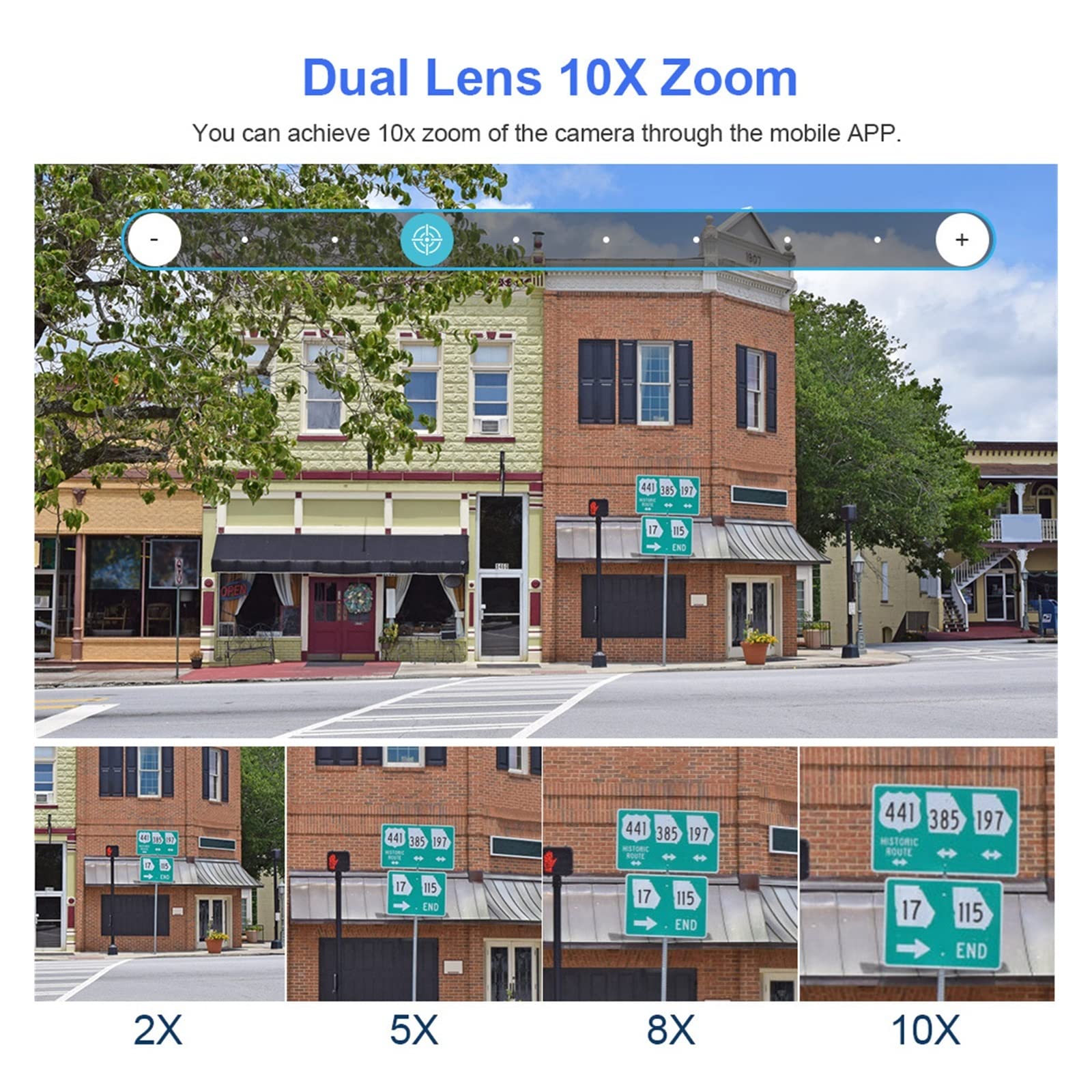 SilteD 2K Dual Lens Solar Security Camera Outdoor - 10X Optical Zoom, Two-Way Audio, Color Night Vision, Built-in Battery, 4MP WiFi (64GB Included) - Ideal for Home, Garage, Yard & Business Surveillance