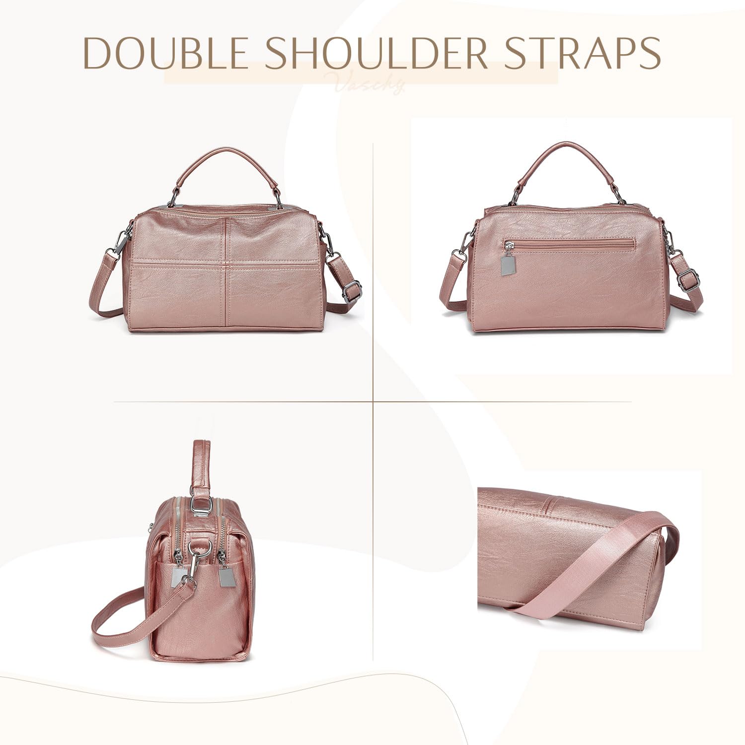 VASCHY Vegan Leather Crossbody Bag for Women - Stylish Shoulder Purse for Work & Travel