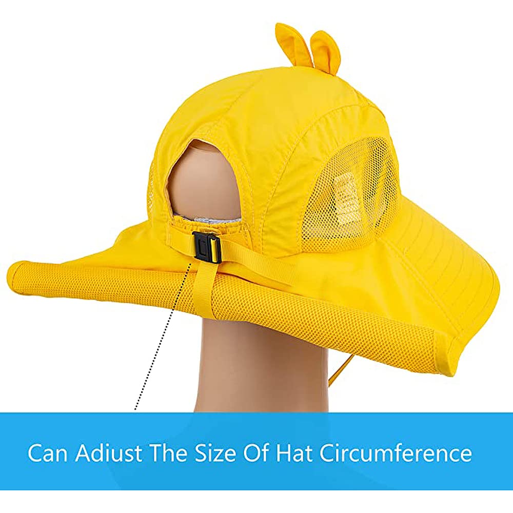 Kids Sun Hats with Wide Brim & Whistle - UV Protection Beach Hats for Boys & Girls Ages 3-8 | Adjustable Outdoor Sports Hat for Swimming, Hiking, and Summer Activities