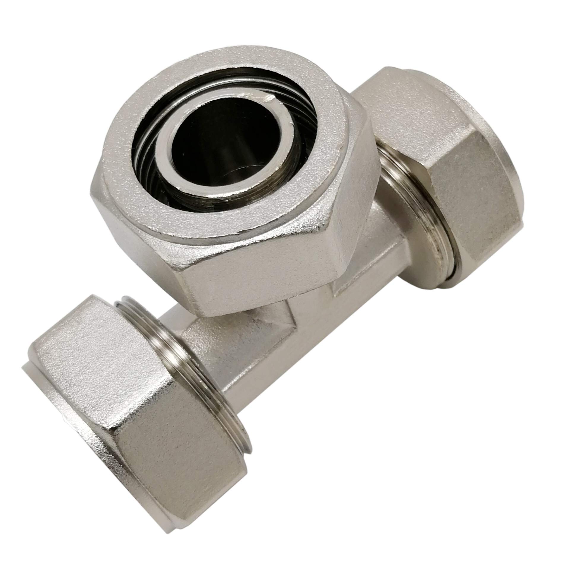NYSUS 1/2 Inch Equal Tee Fitting - 2 Pack Brass Tube Connector for 1/2 Inch Tubing System - Perfect for Plumbing, HVAC, and Water Supply Applications