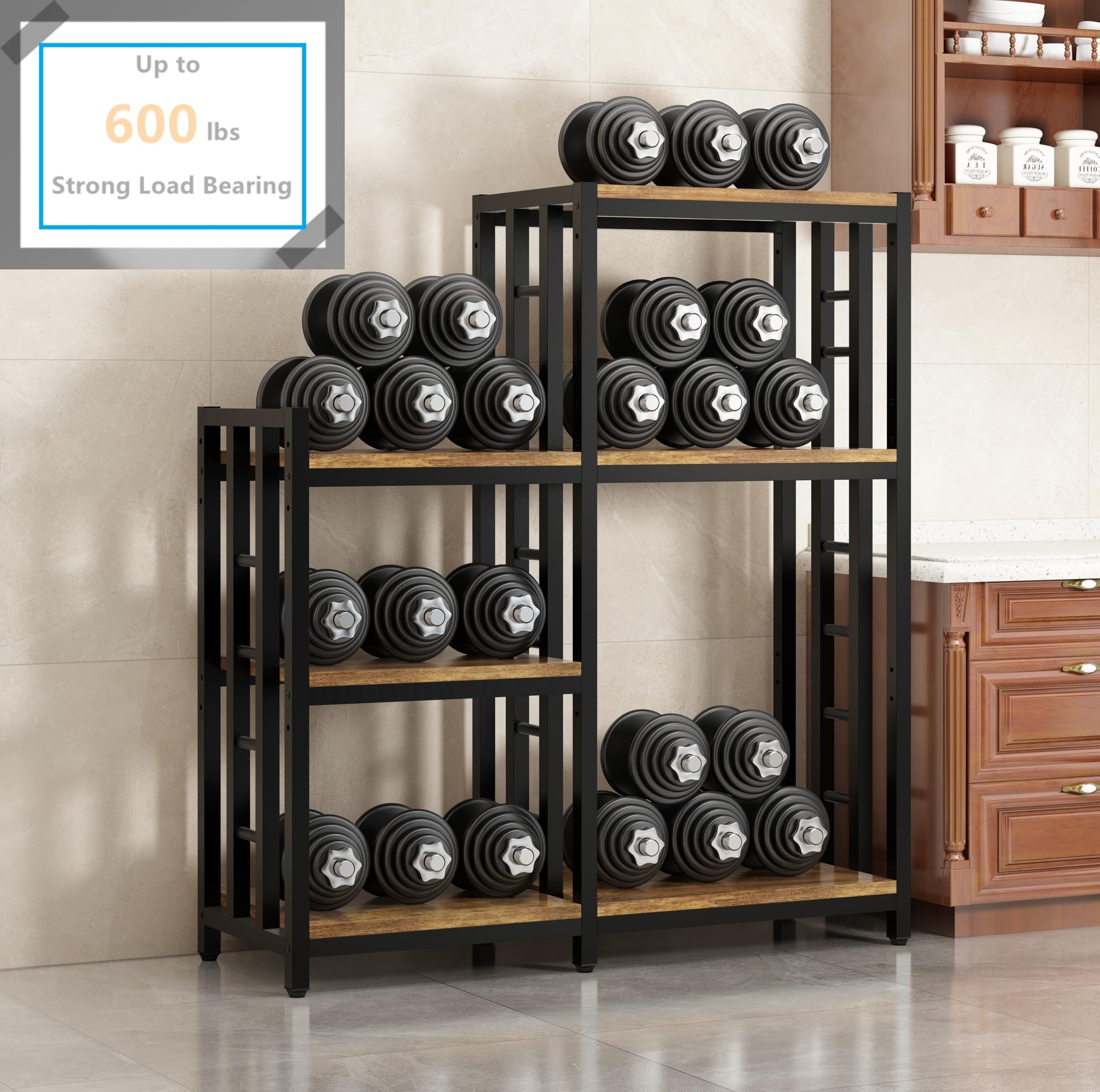 6-Tier Kitchen Baker's Rack with Storage Shelf - Microwave Stand, Spice Organizer for Kitchen, Living Room, Office - Sturdy Coffee Bar & Mini Fridge Shelf for Pots, Pans & Small Appliances (Brown) - Perfect for Small Space Organization & Home Decor