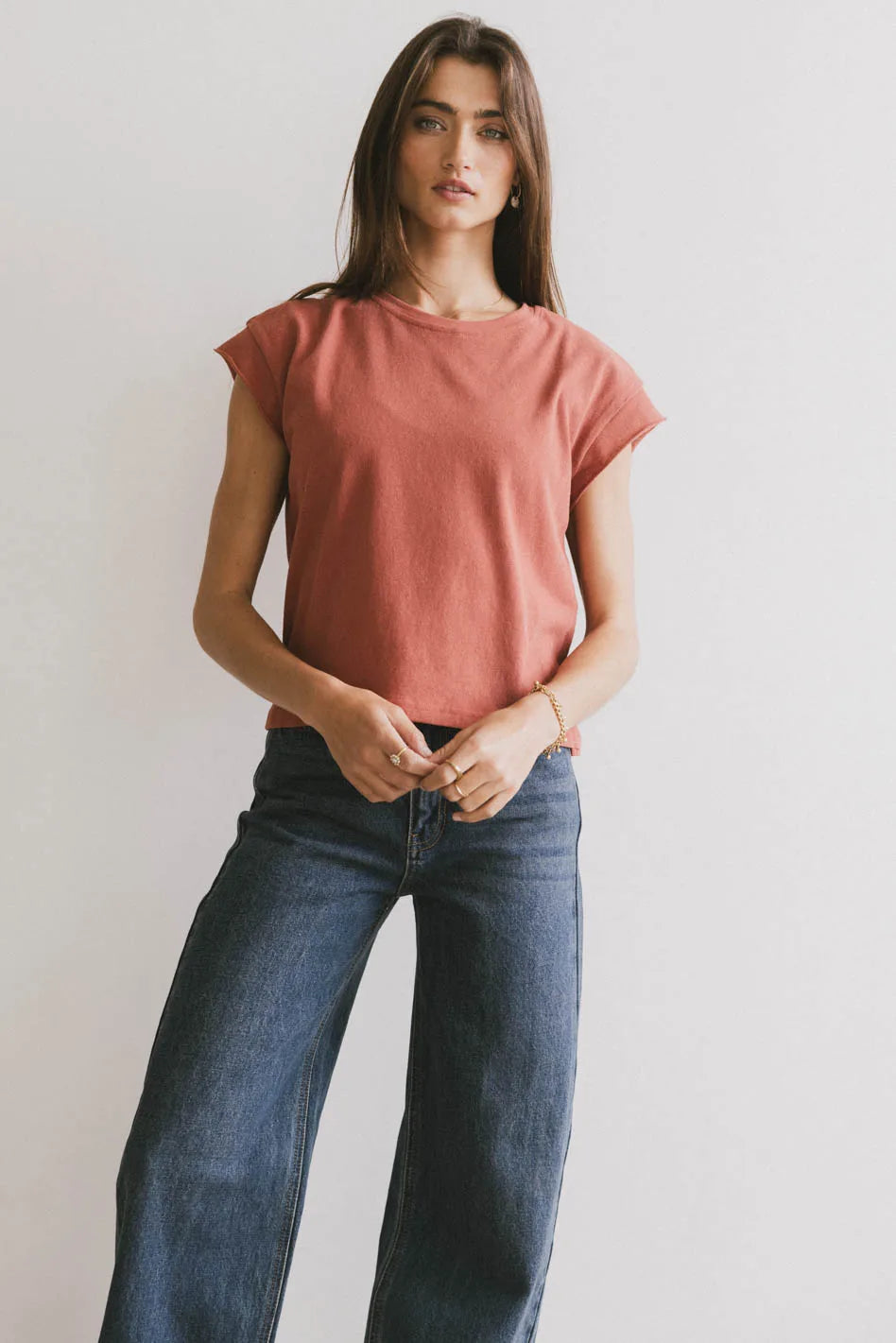 Harry Cutoff Top in Brick - Trendy Women's Cropped T-Shirt for Summer Outfits, Casual Wear & Street Style | FINAL SALE