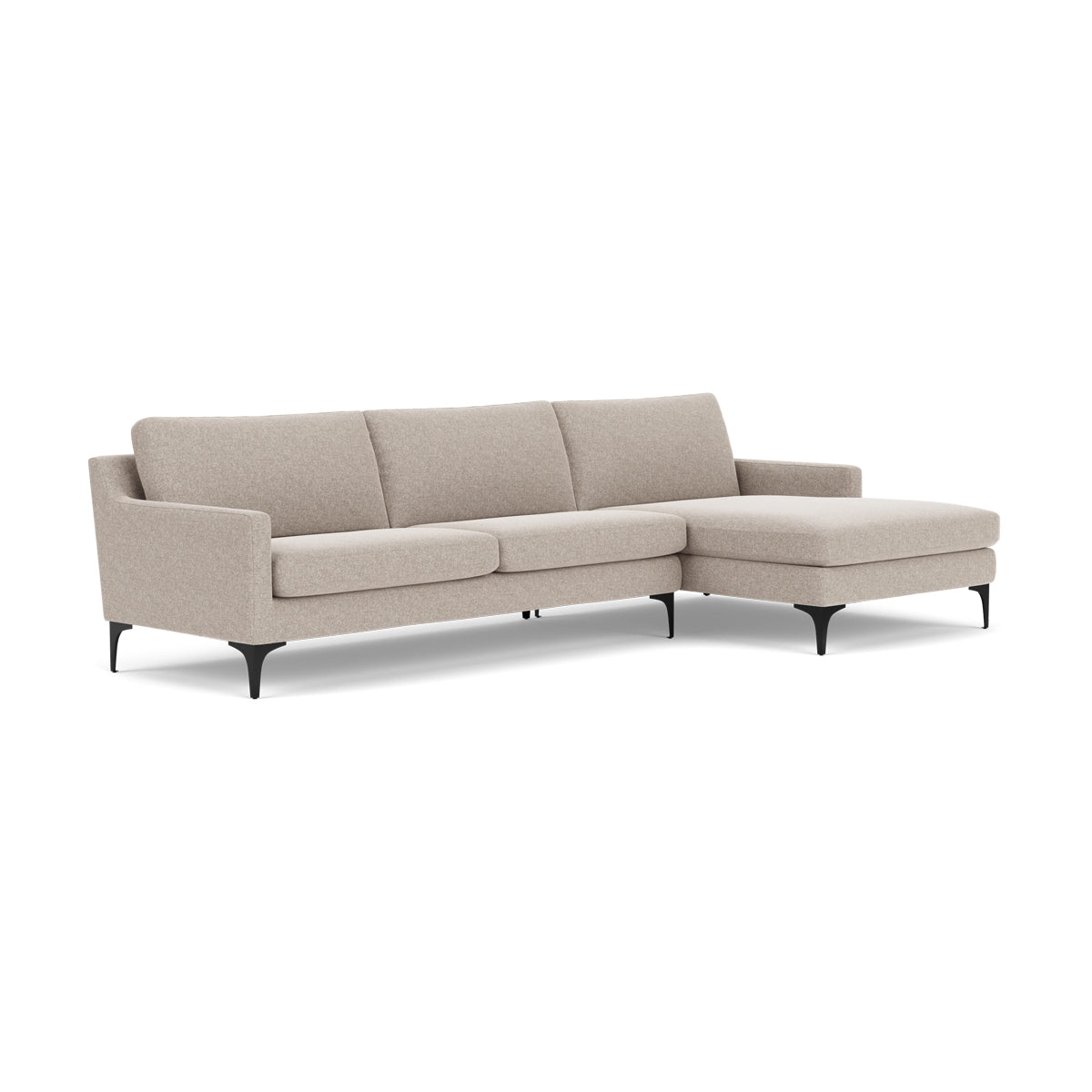 Astha Fabric Right Chaise Sofa - Modern Upholstered Sectional Couch for Living Room, Lounge & Small Spaces