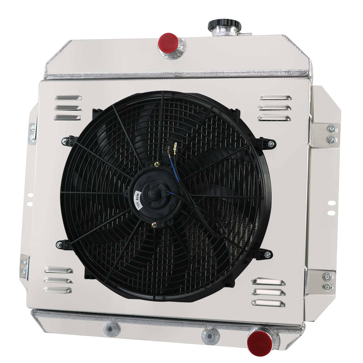 4 Row Aluminum Radiator with Shroud Fan for 1960-1962 Chevy Apache Truck C10 C20 C30 - Heavy Duty Cooling Upgrade for Classic Truck Restoration & Hot Rod Builds