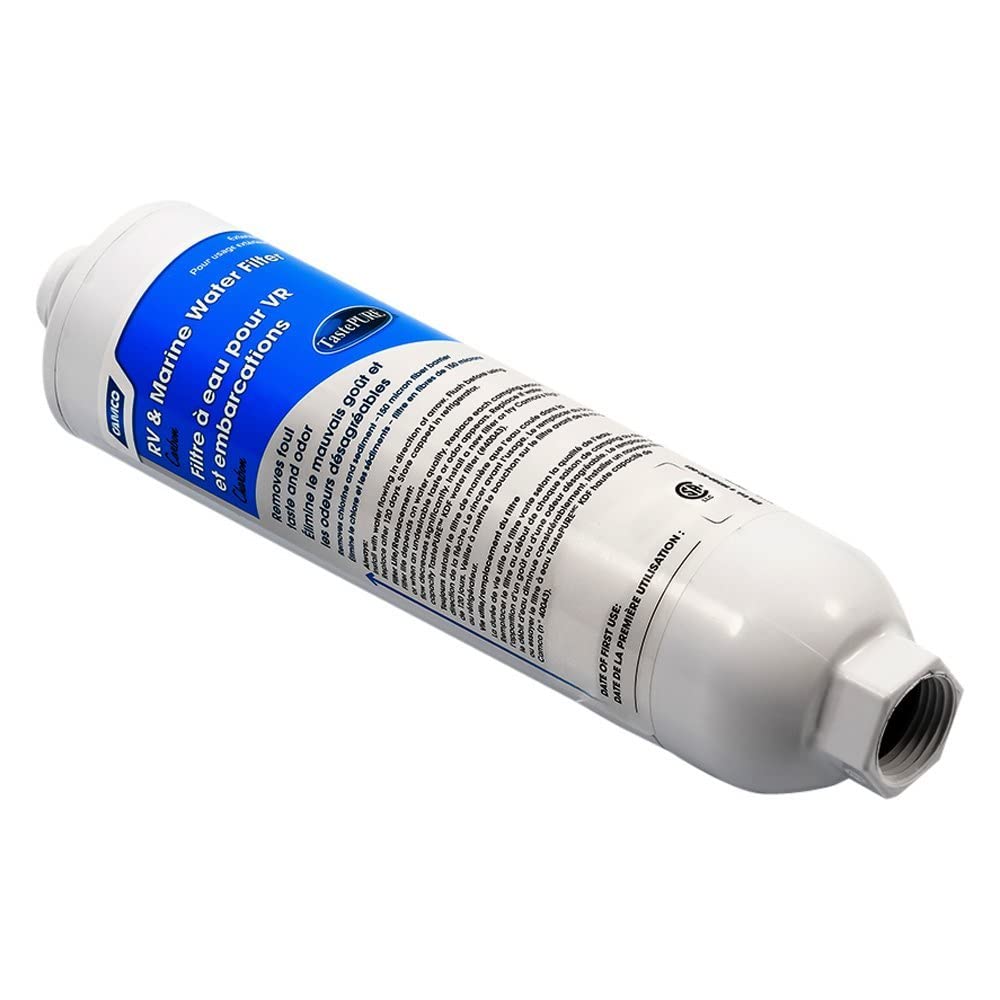 Camco 40646 RV Water Filter for Clean Drinking Water | Portable Camping & Travel Filtration System | Removes Sediment, Chlorine & Bad Taste