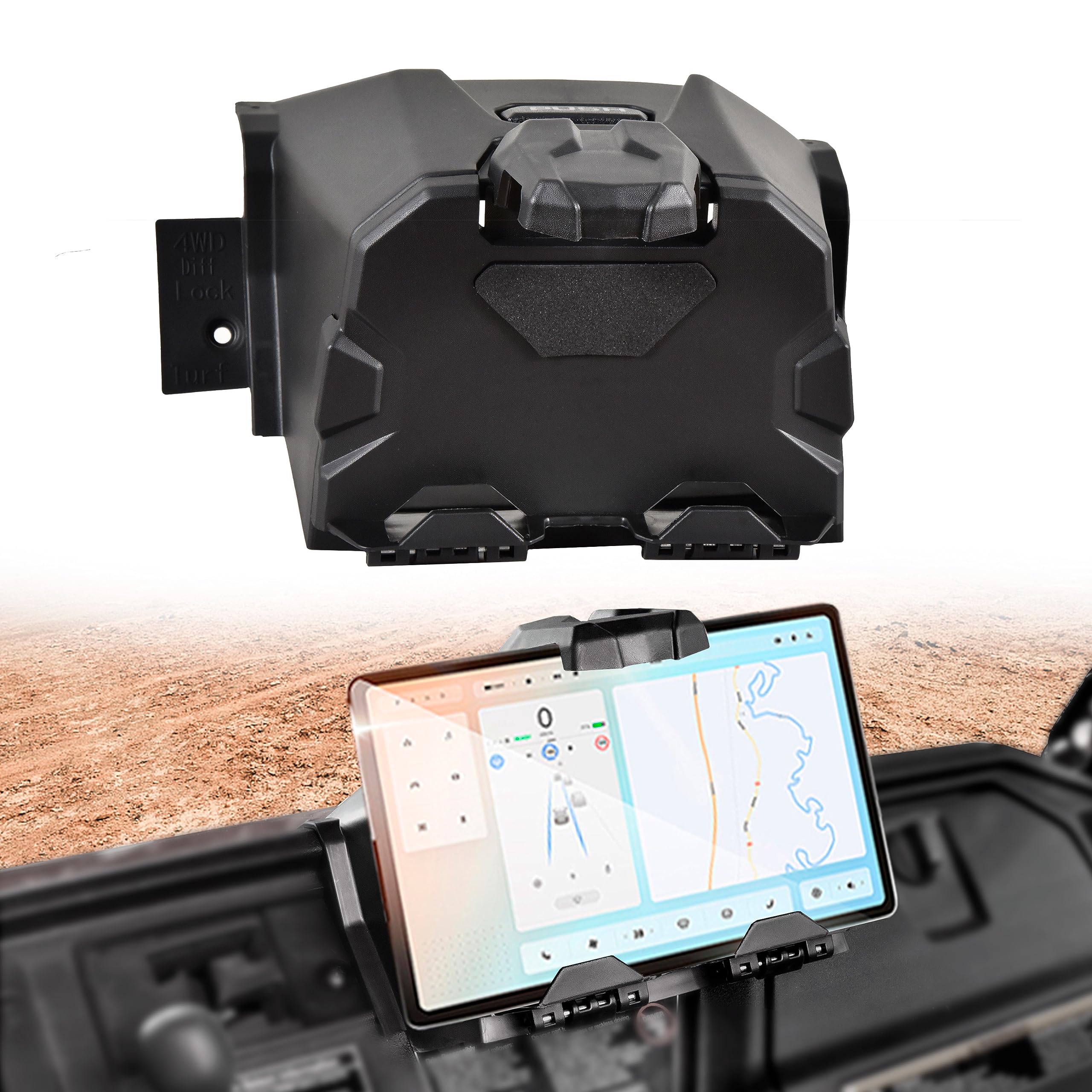 **KATIMOTO Universal Tablet Mount for Pioneer 1000 (2022-2025) - Adjustable Phone & GPS Holder with Storage Box - Perfect for Off-Roading, Camping & UTV Accessories**