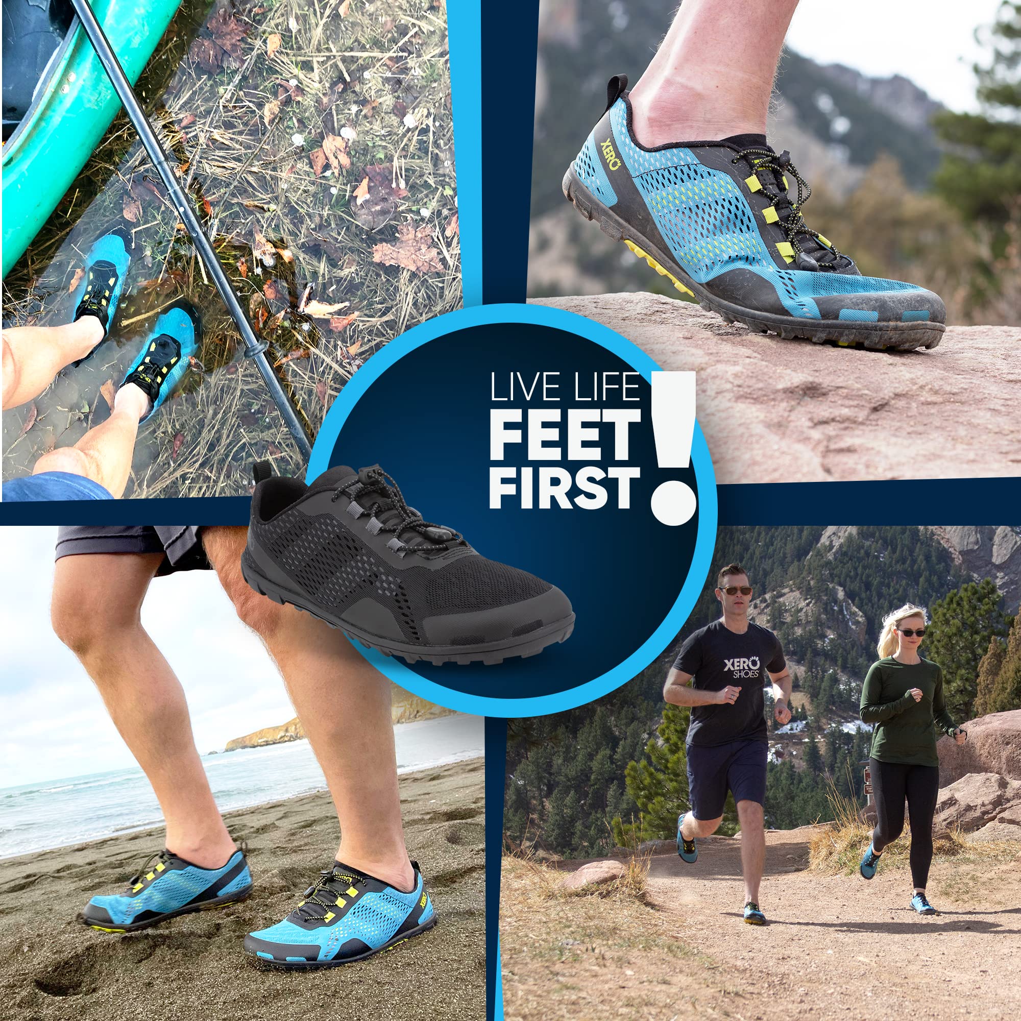 **Xero Shoes Barefoot Water Shoes for Men - Aqua X Sport Minimalist Water Shoes with Wide Toe Box & Zero Drop Heel | Perfect for Beach, Hiking, Running & Outdoor Activities**