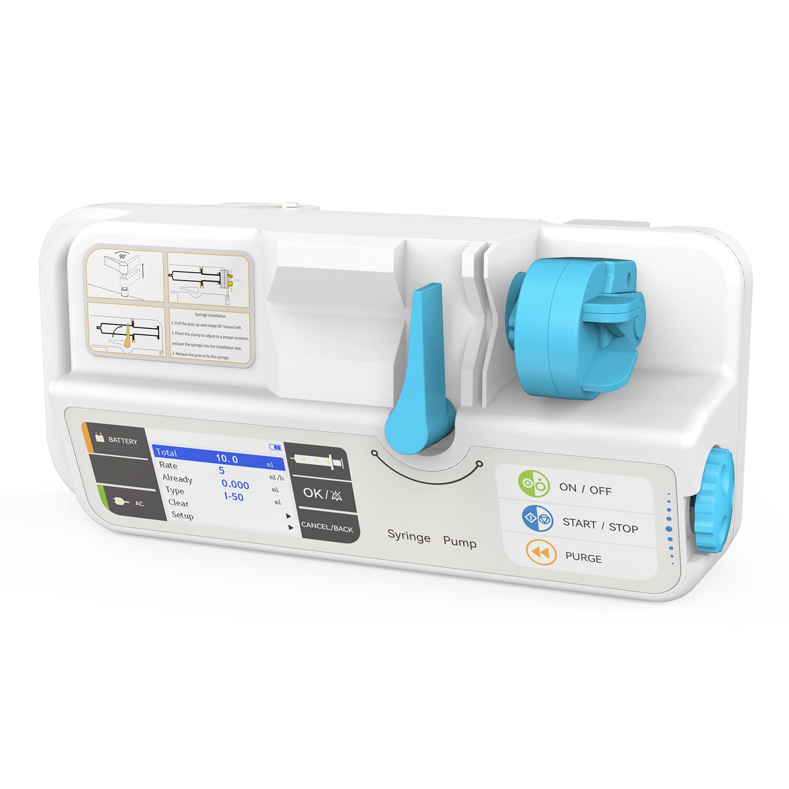CONTEC SP950 Rechargeable Veterinary Syringe Pump with KVO, Adjustable Occlusion Threshold Alarm & Calibration - Perfect for Animal Clinics, Veterinary Hospitals & Laboratory Infusion Therapy