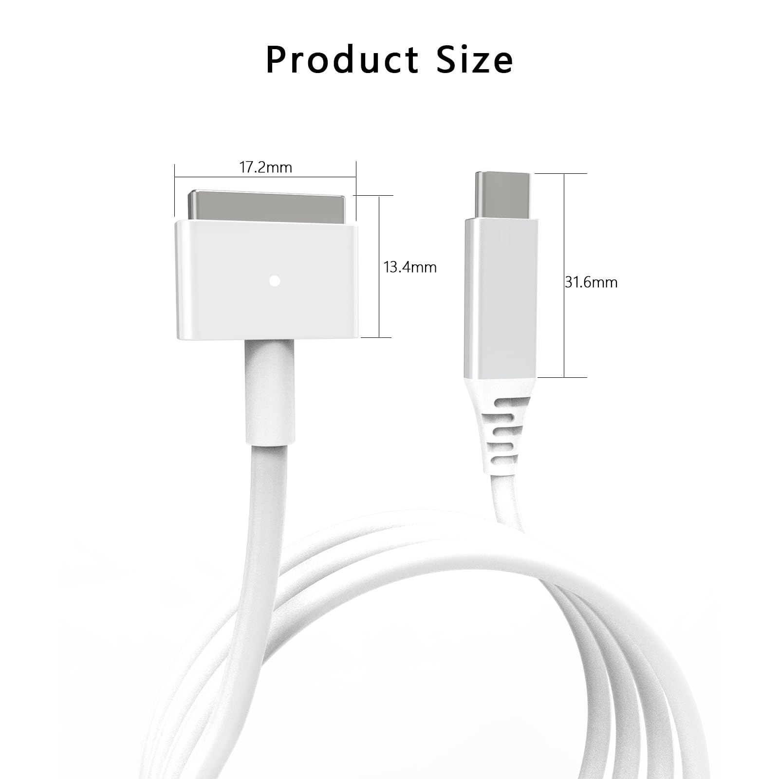 USB C to Magnetic T-Tip Charging Cable for MacBook Air & Pro (2012-2017) - 3ft White Fast Charging Cord | Perfect for Home, Office & Travel Charging
