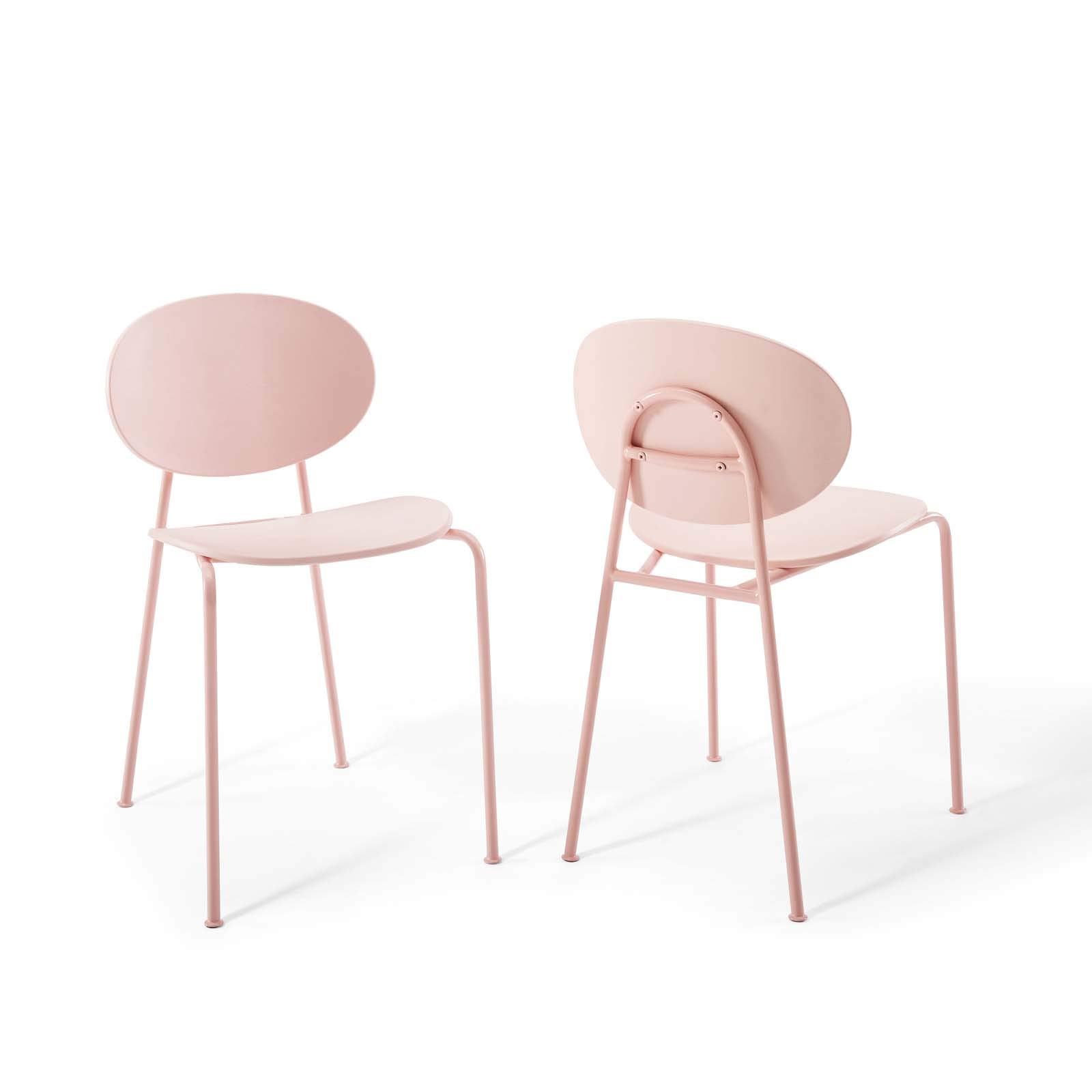 Modway Palette Modern Molded Plastic Accent Dining Chair in Pink - Set of 2 - Fully Assembled - Comfortable Stackable Chairs for Kitchen, Dining Room, Patio & Outdoor Use