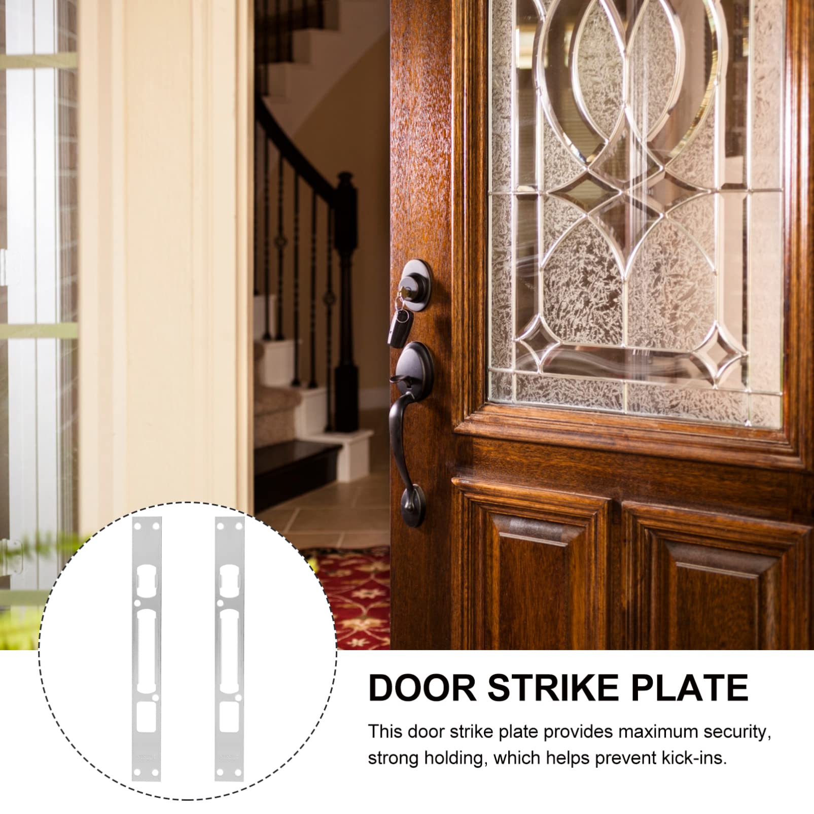 DOITOOL 2PCS Stainless Steel Door Security Reinforcement Plates - Heavy Duty Door Strike Plate for Enhanced Home Security (Fits Between Door Jamb and Door) | Perfect for Apartments, Houses & Offices