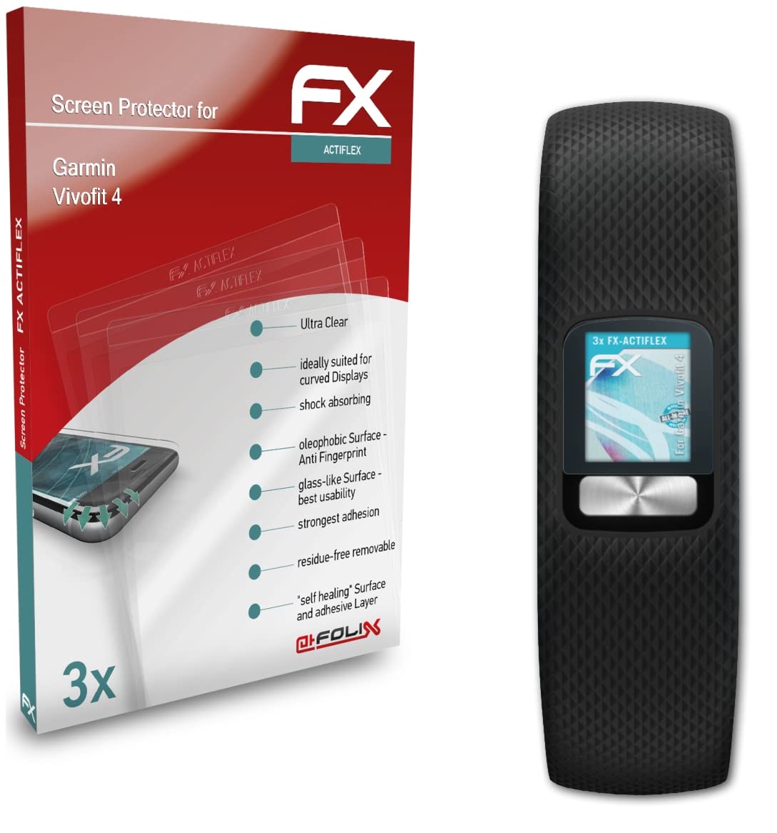 Garmin Vivofit 4 Screen Protector - 3 Pack Ultra Clear Flexible FX Film | Anti-Scratch & Bubble-Free Protection for Fitness Tracking | Perfect for Running, Swimming & Daily Activities