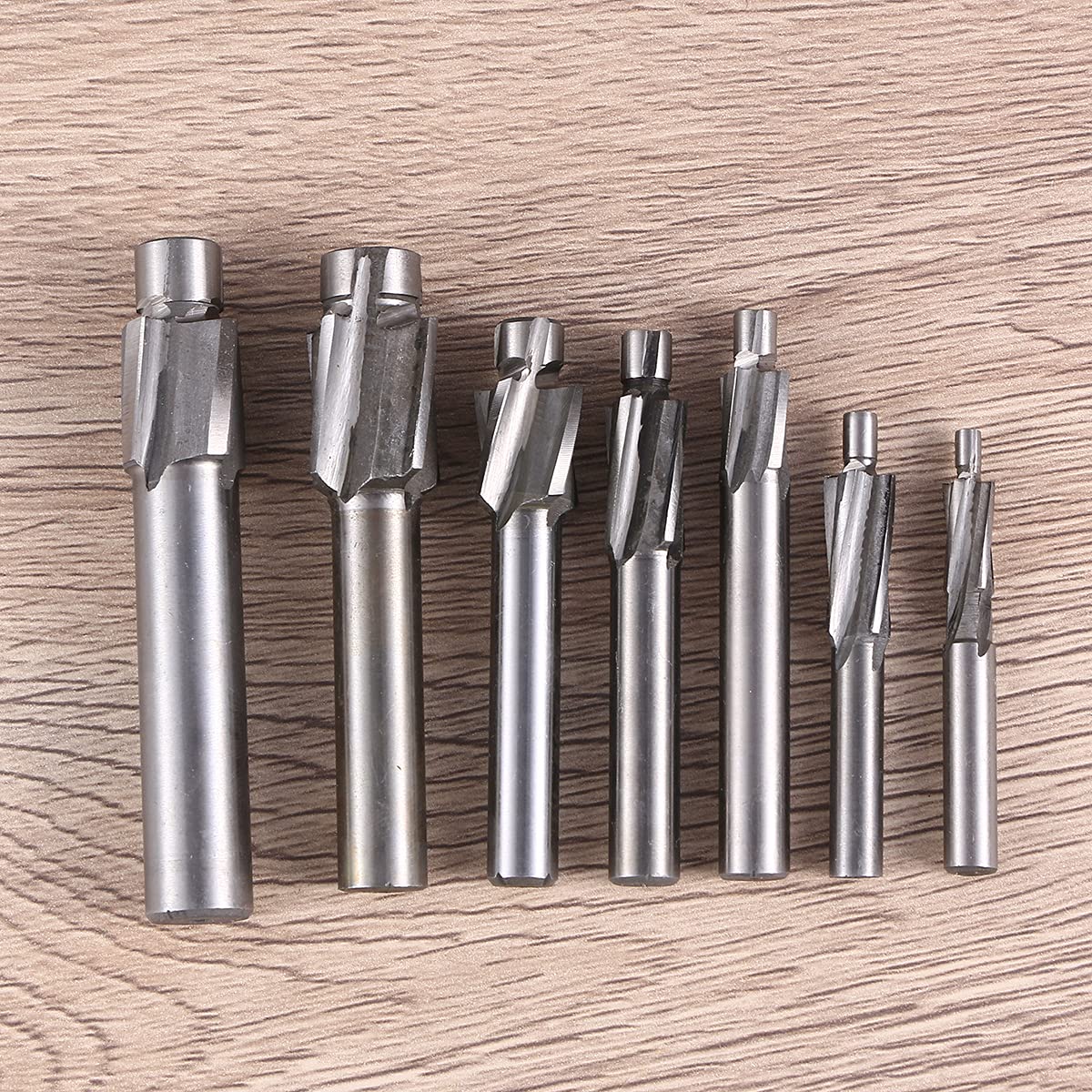 7-Piece High-Speed Steel Countersink Drill Bit Set - CNC Machining Straight End Mill Cutter for Stainless Steel & Metal - Perfect for Woodworking, DIY Projects & Professional Metal Fabrication