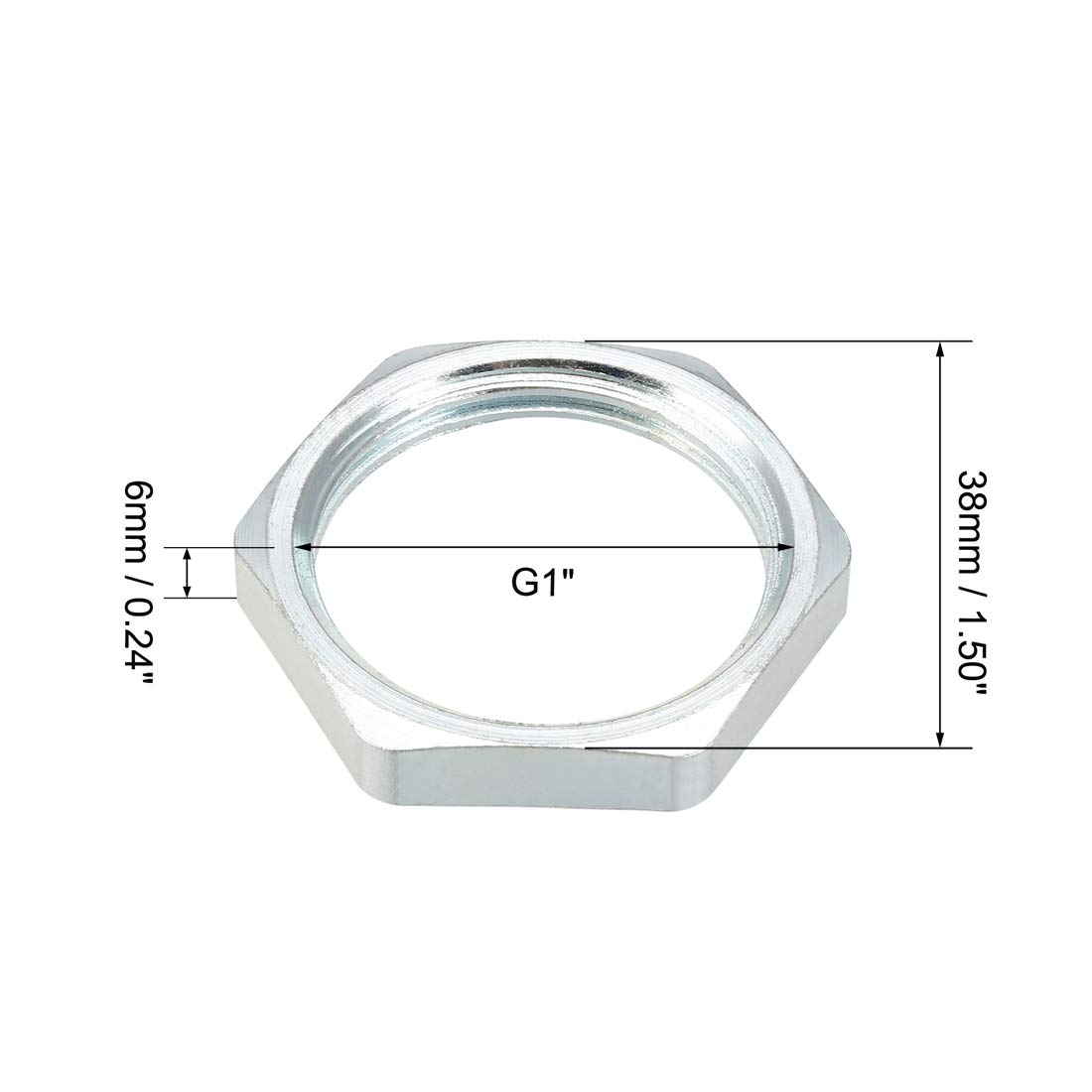 uxcell 1-Inch G1 Female Threaded Carbon Steel Hex Locknut Pipe Fitting - 2 Pack for Plumbing, Gas Lines, and Industrial Applications