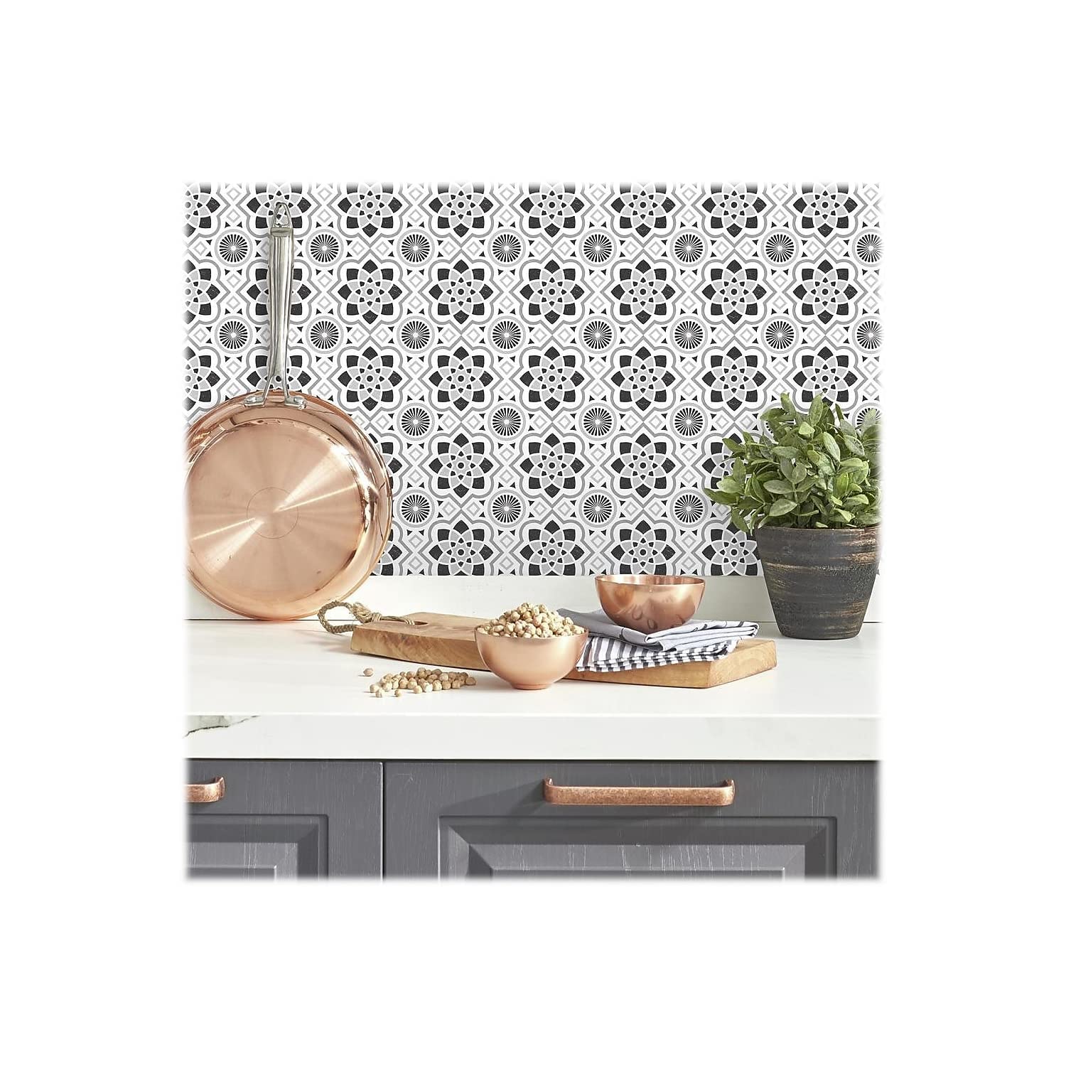 RoomMates RMK3744GM Spanish Tiles Peel and Stick Wall Decals - Self-Adhesive Removable Wall Stickers for Home Decor, Bedroom, Kitchen, Bathroom, Dorm, Office (24