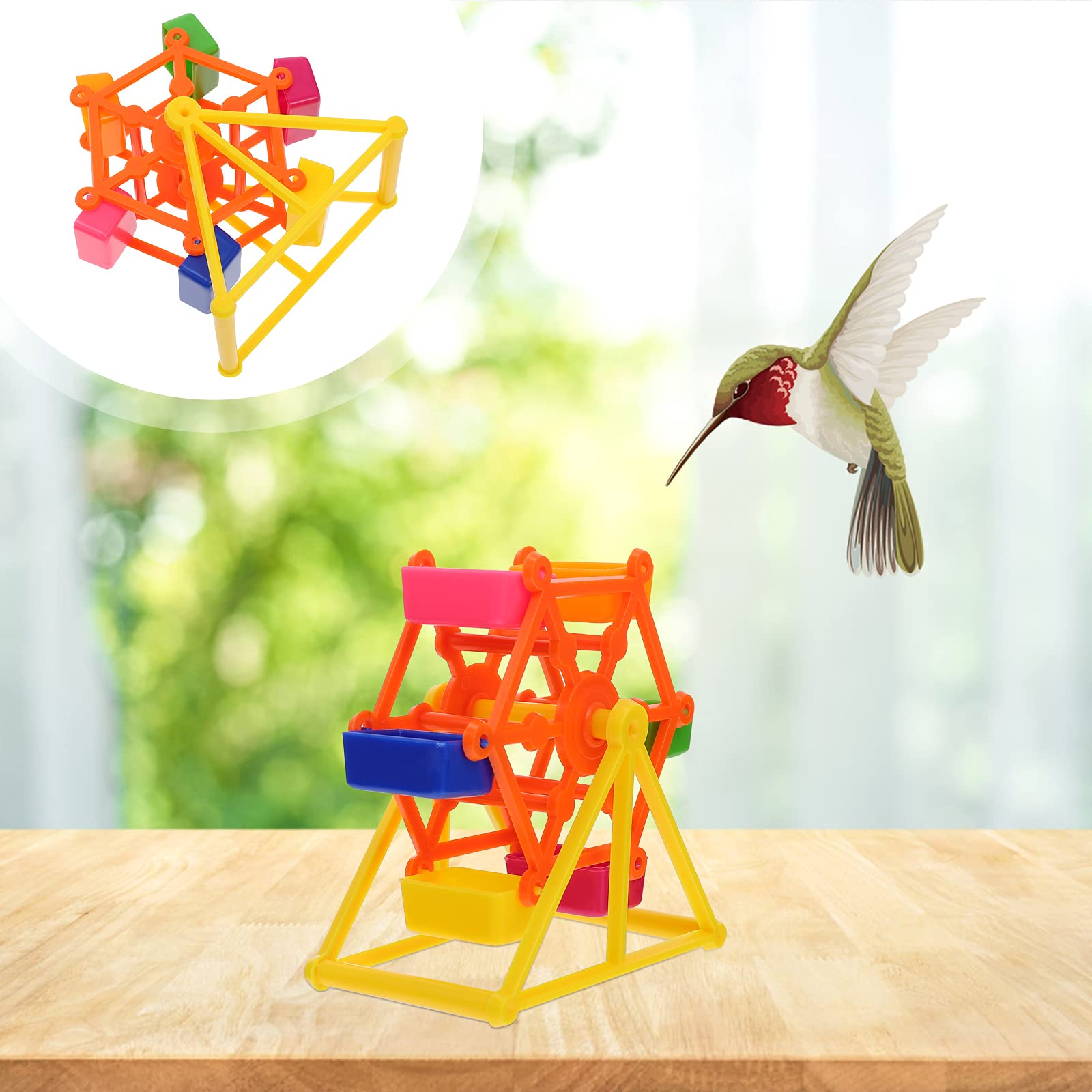 Baluue Parrot Foraging Toy - Windmill Chew Training Prop with Food Feeder, Bird Cage Decoration for Parakeets Cockatiels Conures | Interactive Plaything for Mental Stimulation & Beak Exercise