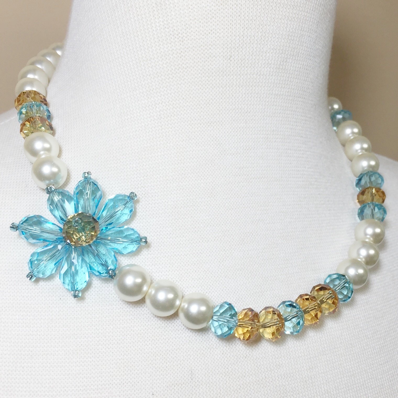 Gypsy Jewels Simulated Pearl Beaded Flower Necklace & Earrings Set - Elegant Bridal Jewelry for Weddings, Parties & Special Occasions